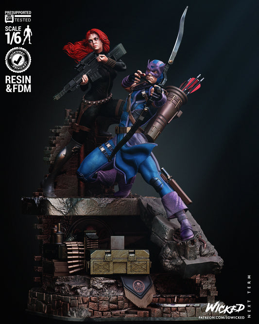 Black Widow and Hawkeye Diorama (Fan Art)