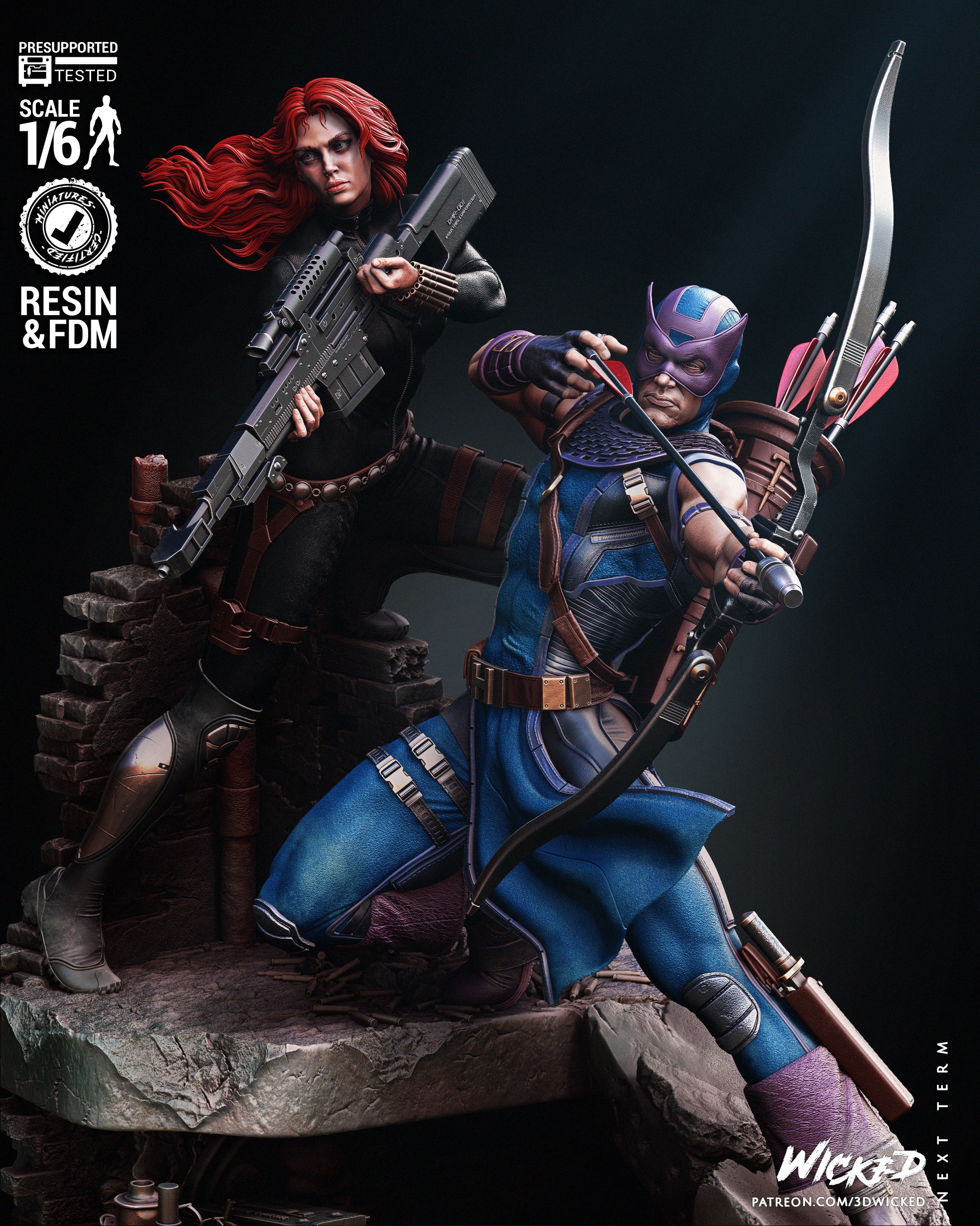 Black Widow and Hawkeye Diorama (Fan Art)