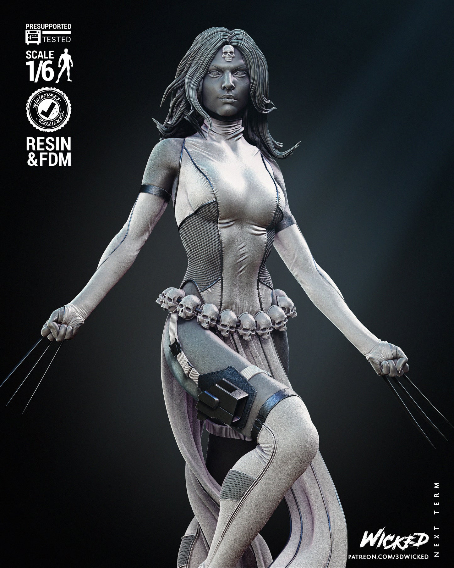 Mystique (Fan Art) Statue - 6 or 12 scale (385mm - 193mm tall)- 3D Print kit