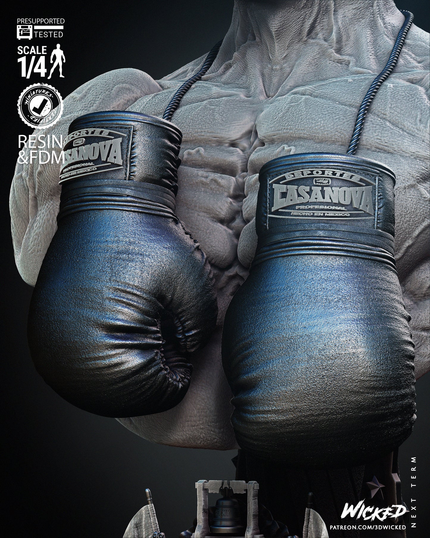 Rocky Balboa (Rocky) Bust - Fan Art - 4 or 8 scale - 3D Print kit