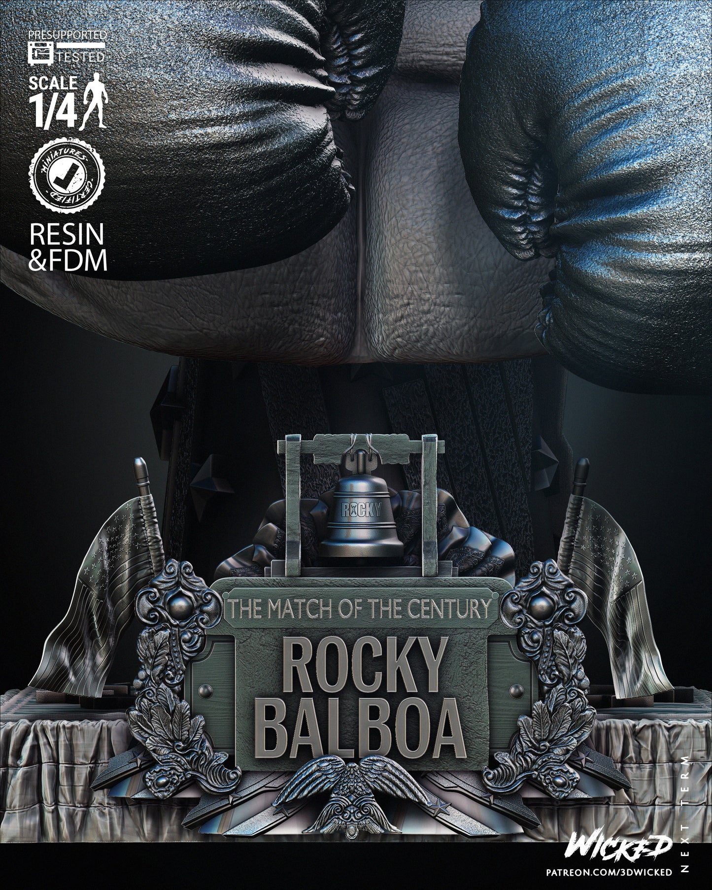 Rocky Balboa (Rocky) Bust - Fan Art - 4 or 8 scale - 3D Print kit