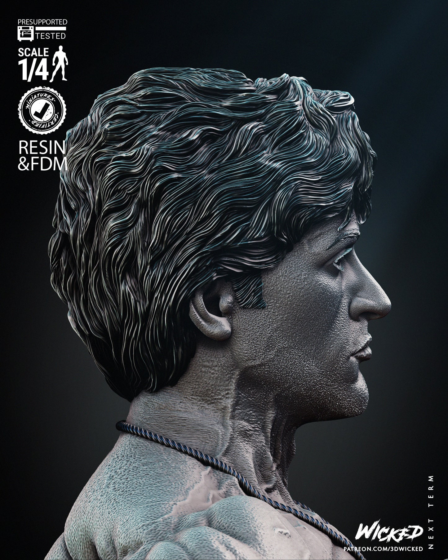 Rocky Balboa (Rocky) Bust - Fan Art - 4 or 8 scale - 3D Print kit