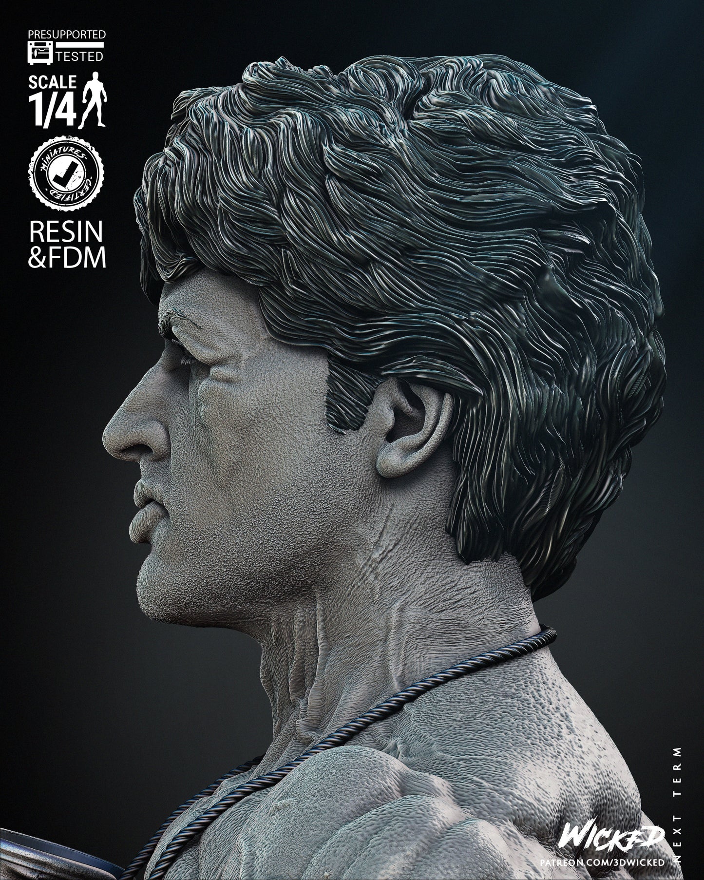 Rocky Balboa (Rocky) Bust - Fan Art - 4 or 8 scale - 3D Print kit
