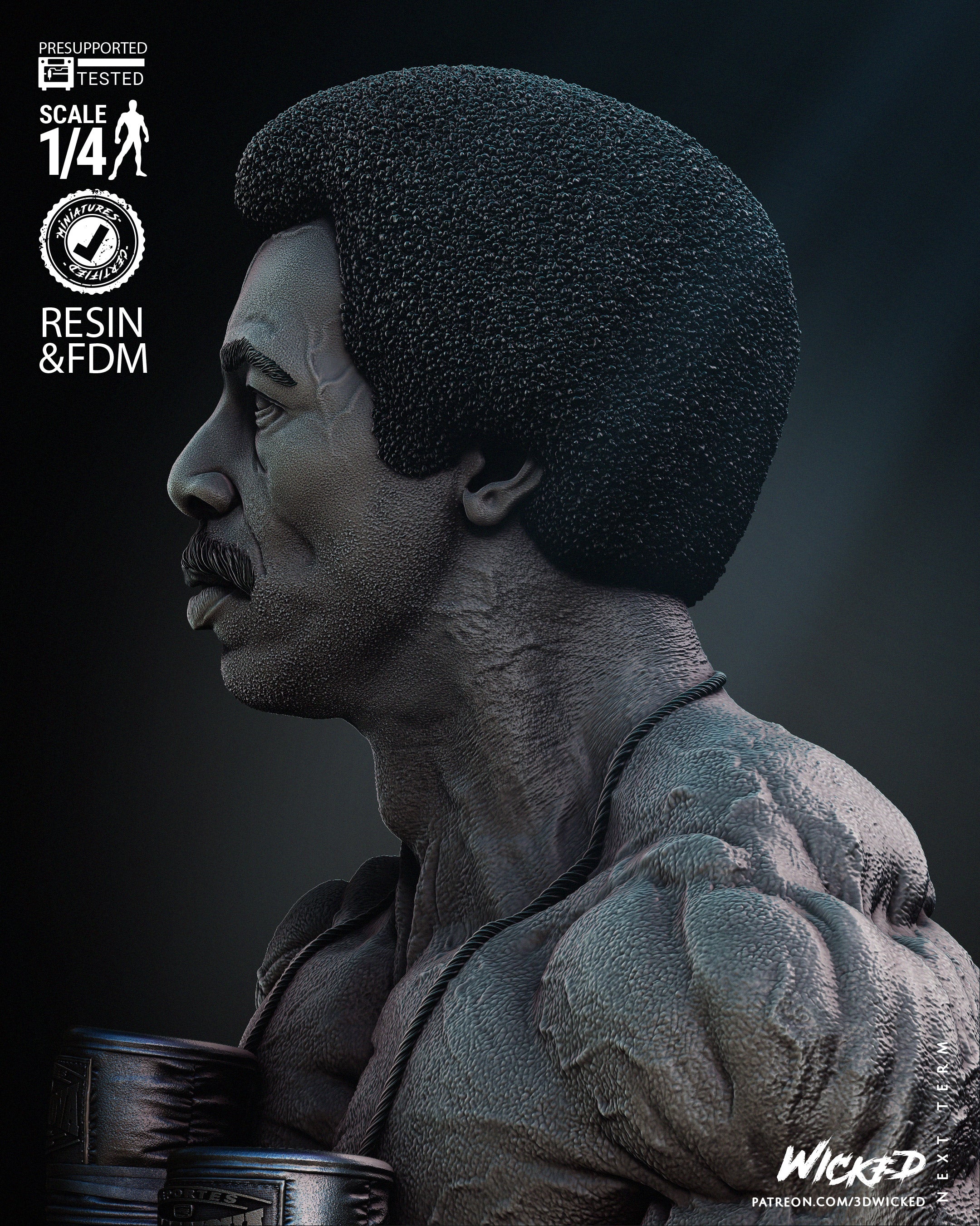 Apollo Creed (Rocky) Bust - Fan Art - 4 or 8 scale - 3D Print kit