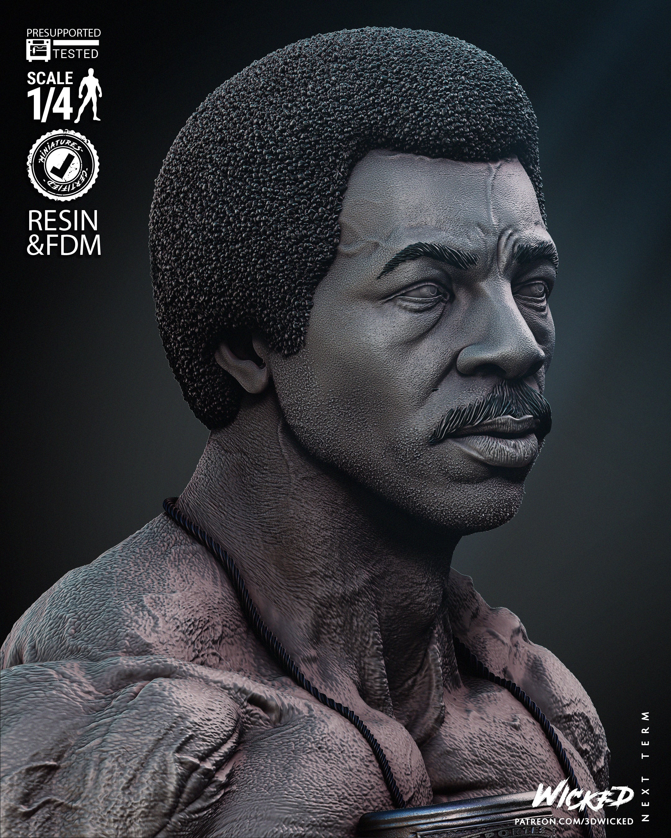 Apollo Creed (Rocky) Bust - Fan Art - 4 or 8 scale - 3D Print kit