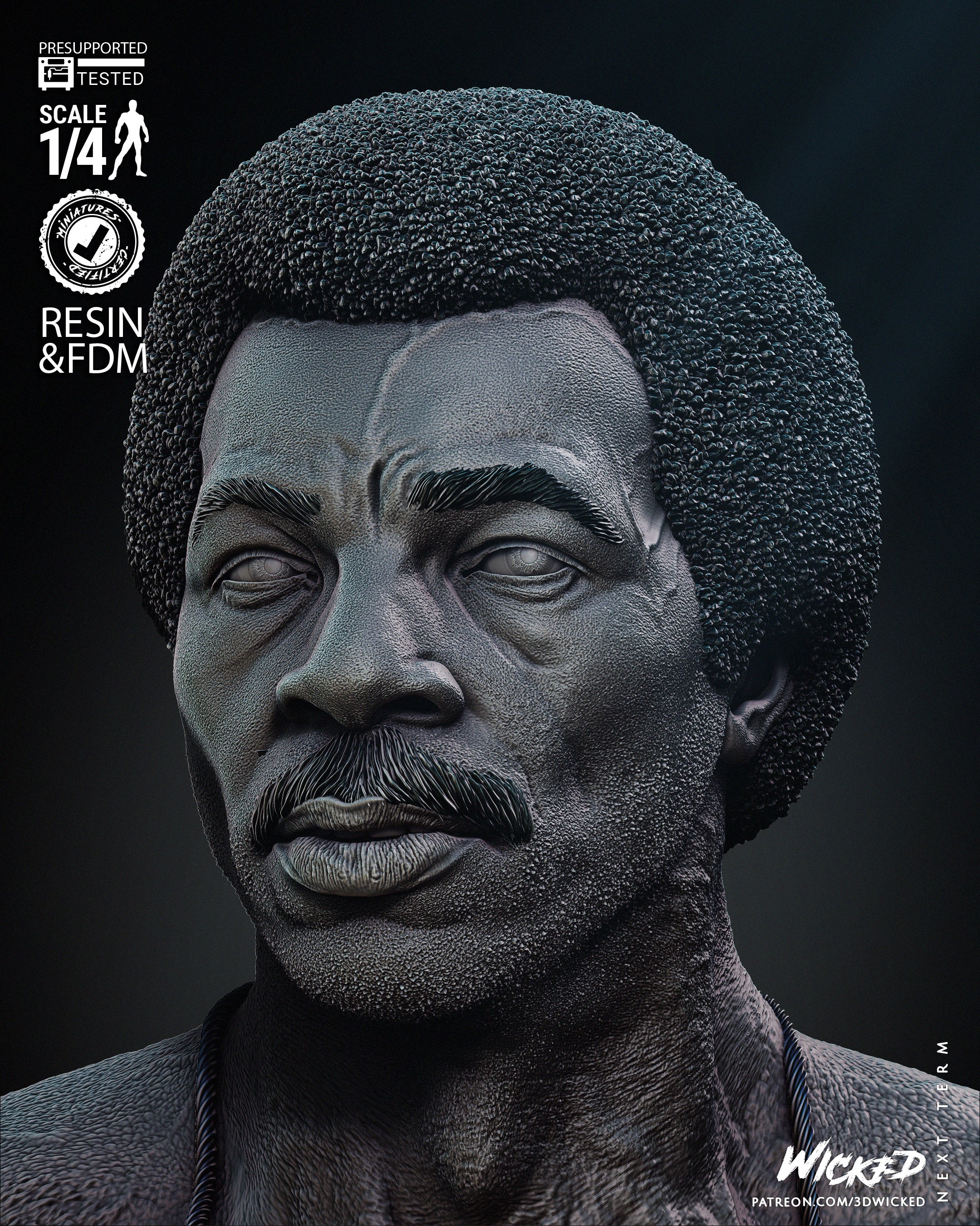 Apollo Creed (Rocky) Bust - Fan Art - 4 or 8 scale - 3D Print kit