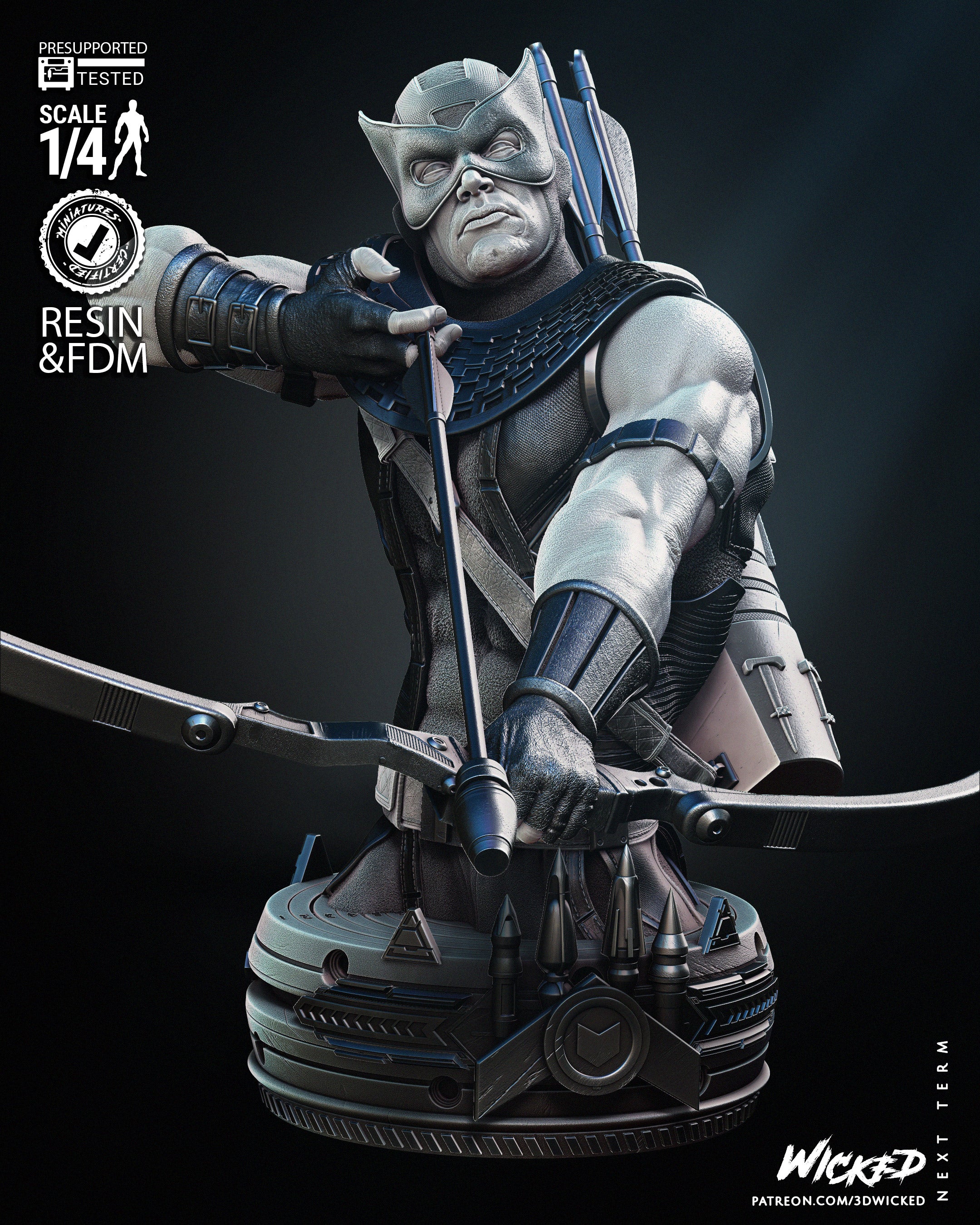 Hawkeye 2024 Bust (Fan Art) - 4 or 8 scale - 3D Print kit