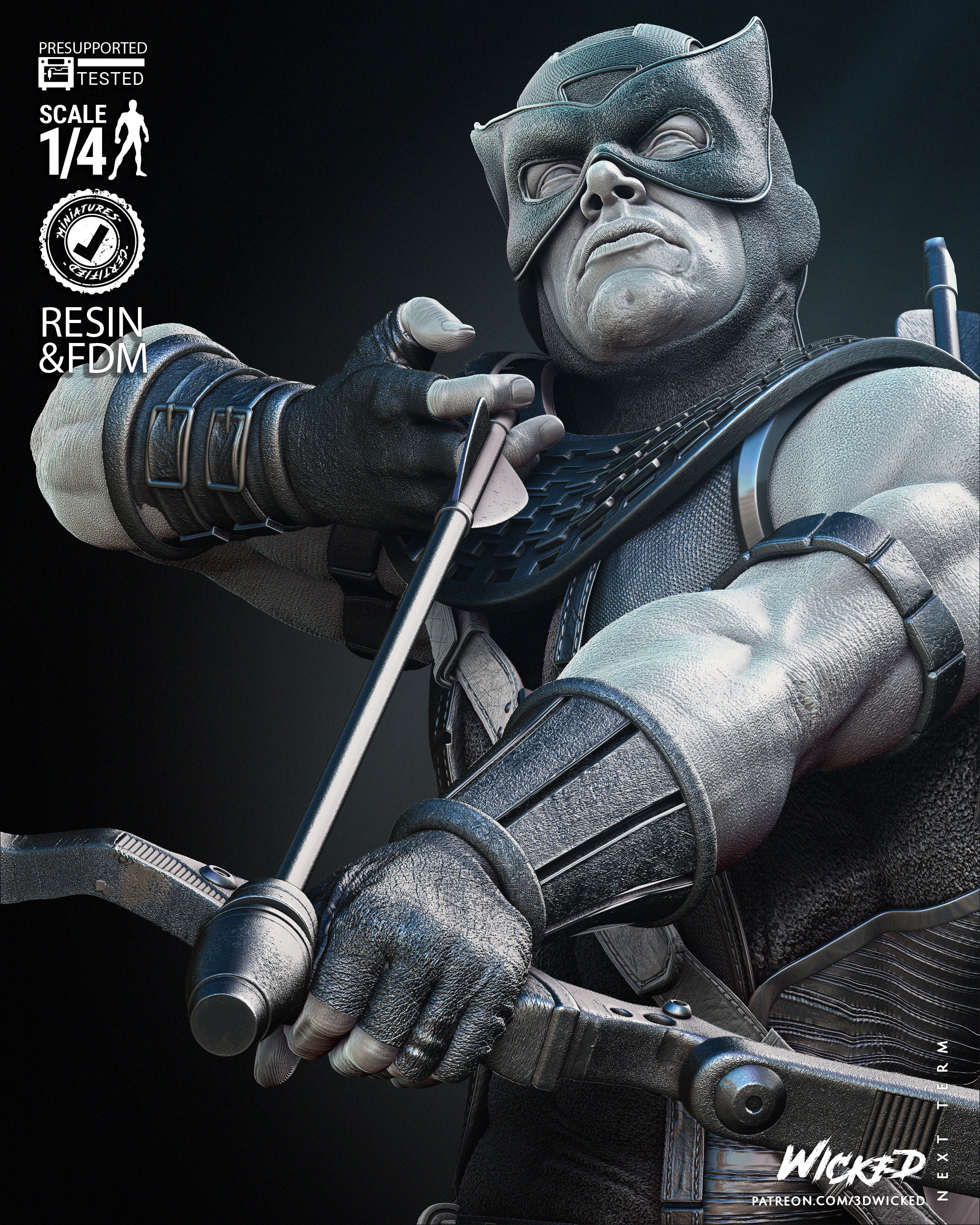 Hawkeye 2024 Bust (Fan Art) - 4 or 8 scale - 3D Print kit