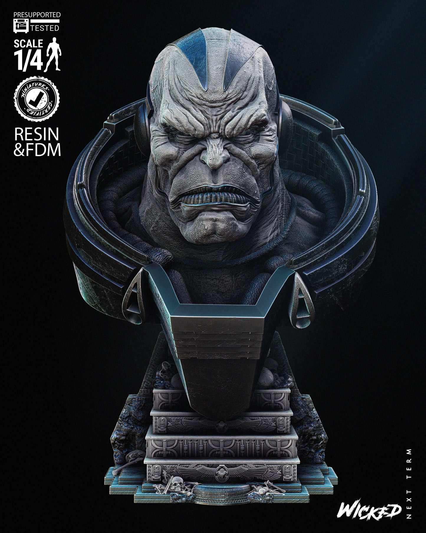 Apocalypse Portrait Bust- 3D Printed - 4th or 8th scale - Fan Art
