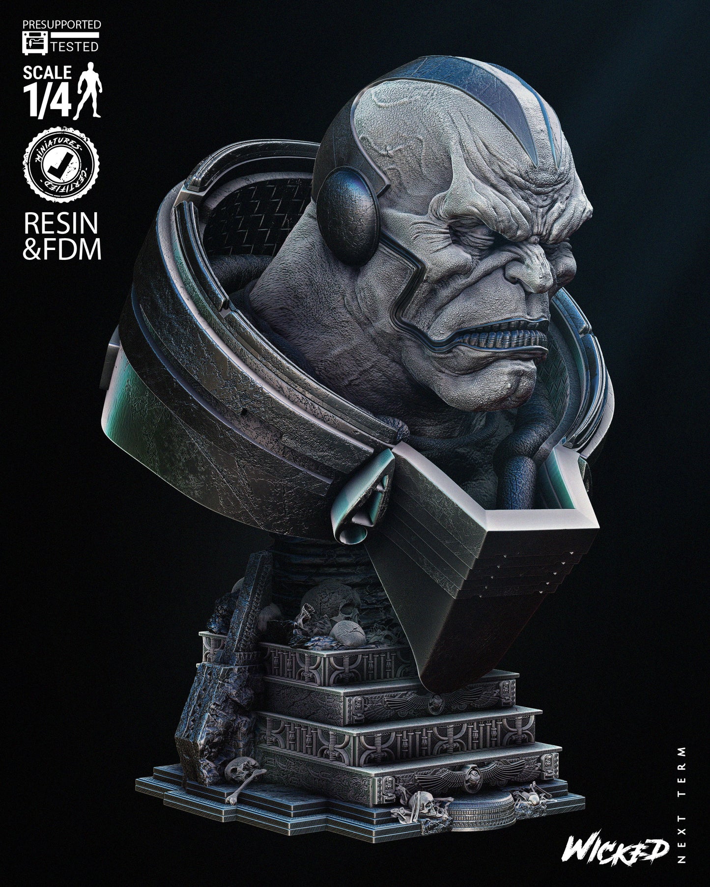 Apocalypse Portrait Bust- 3D Printed - 4th or 8th scale - Fan Art