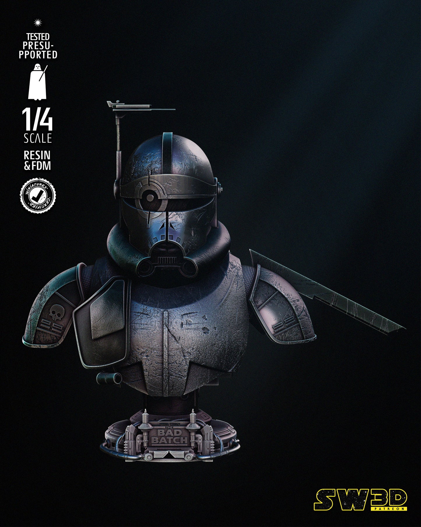 Crosshair Portrait Bust (Fan Art) Star Wars - 4 or 8 Scale - 3D Print kit