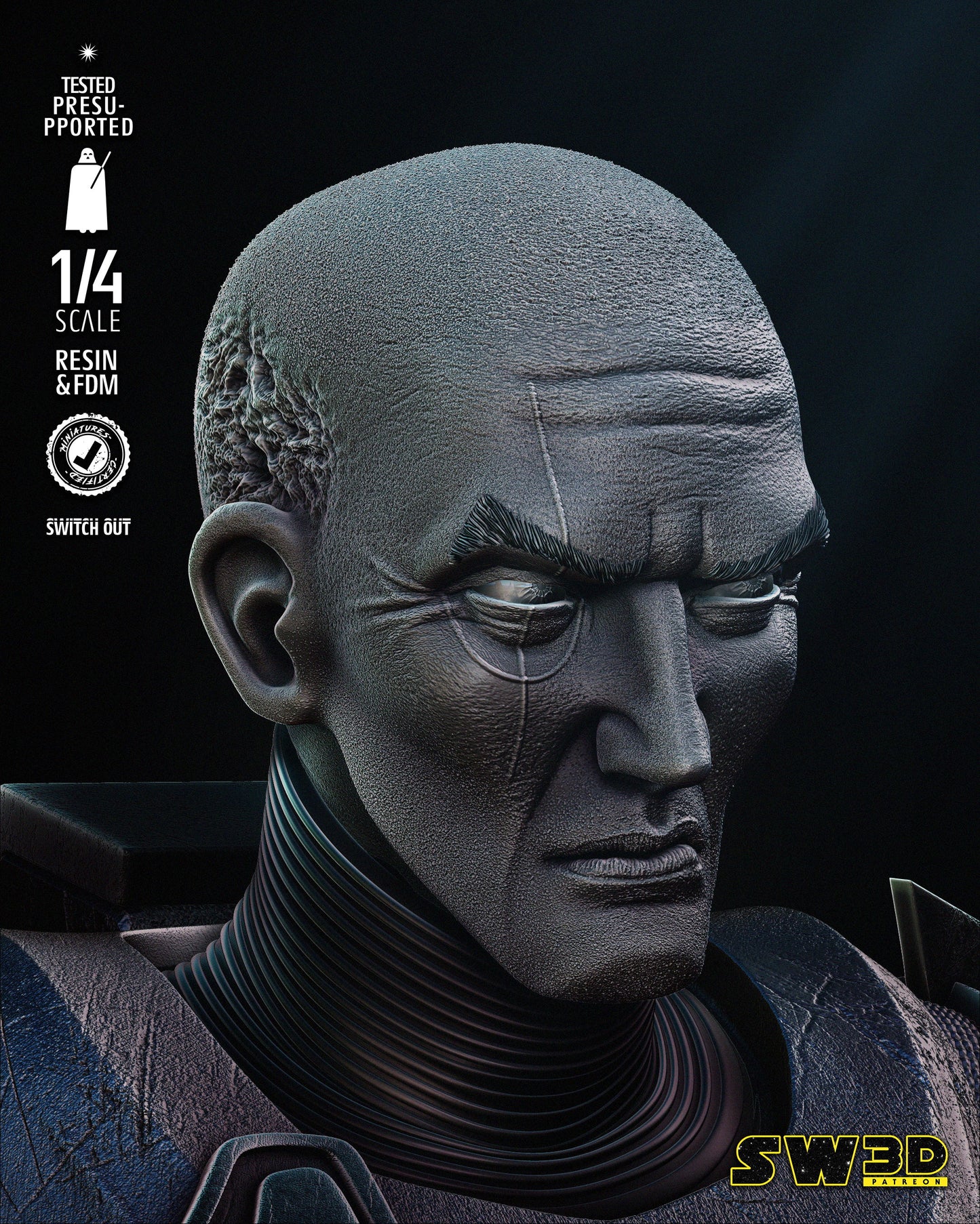 Crosshair Portrait Bust (Fan Art) Star Wars - 4 or 8 Scale - 3D Print kit