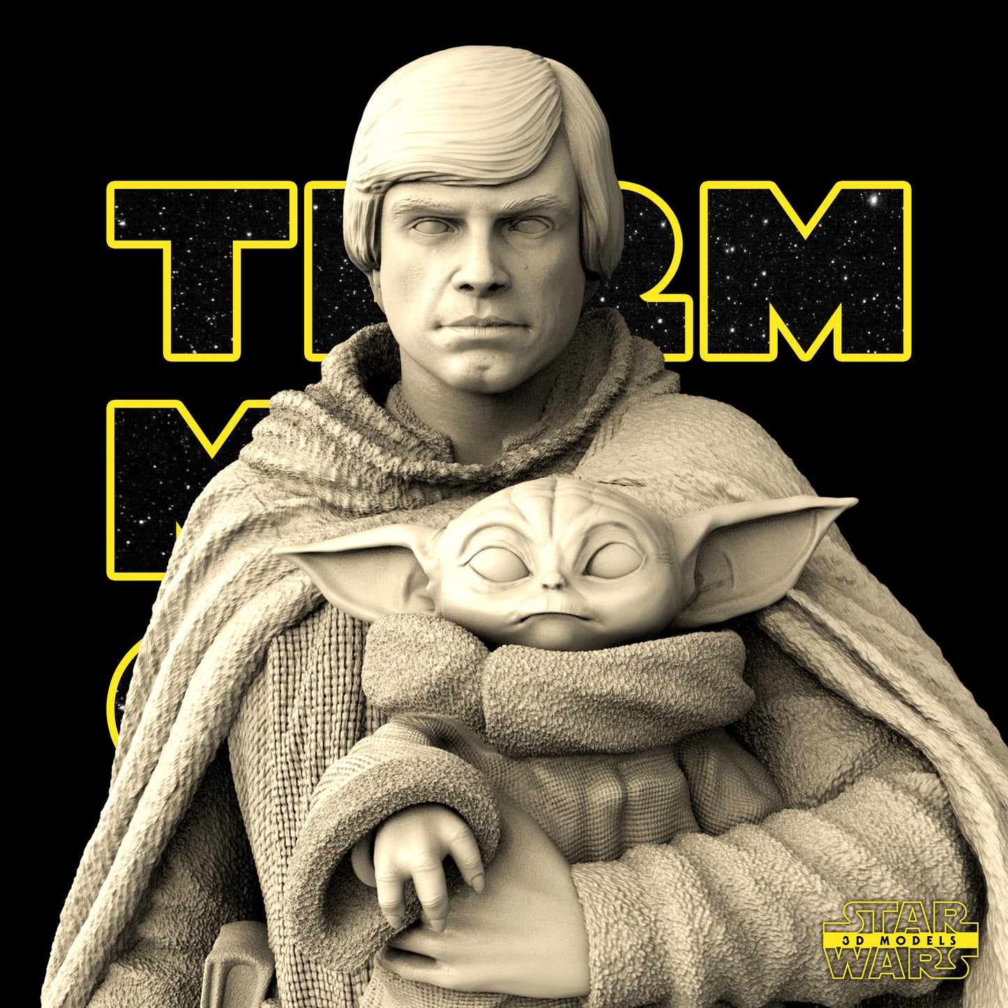 Luke Skywalker Statue (Fan Art) - 1:6 Scale (340mm) - 3D Printed