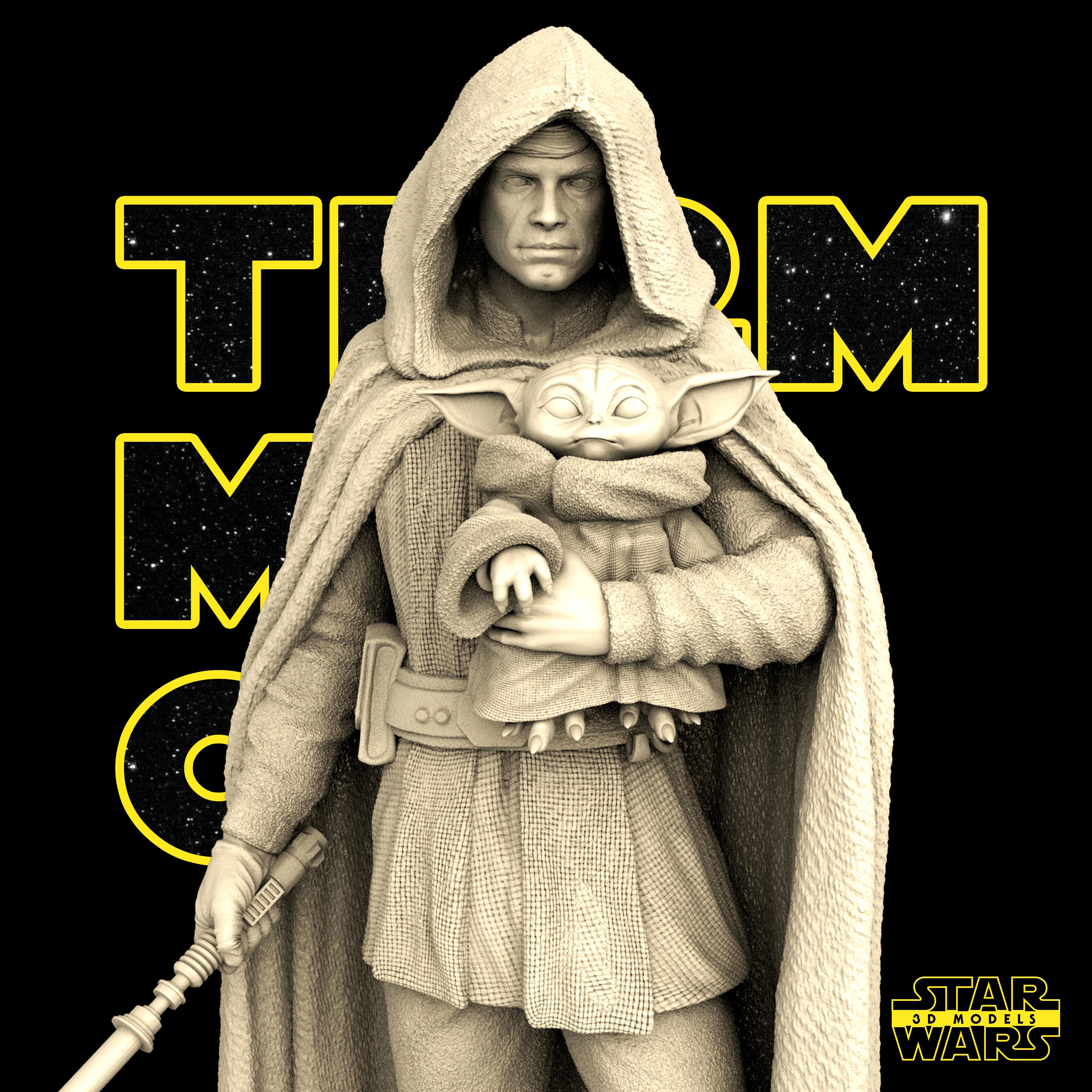 Luke Skywalker Statue (Fan Art) - 1:6 Scale (340mm) - 3D Printed