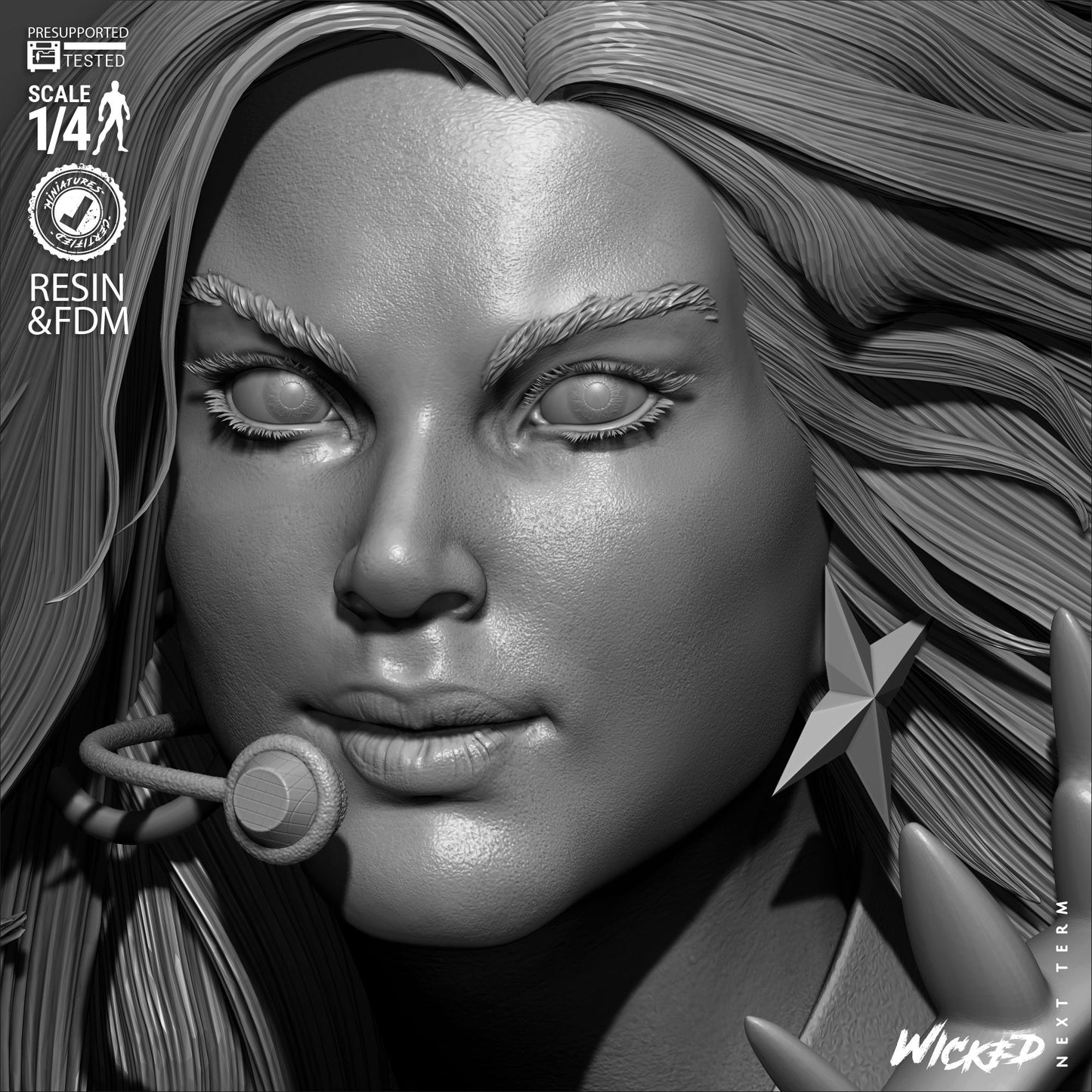 Dazzler (Portrait Bust) - 1:4 and 1:8 scale 3d Printed kit