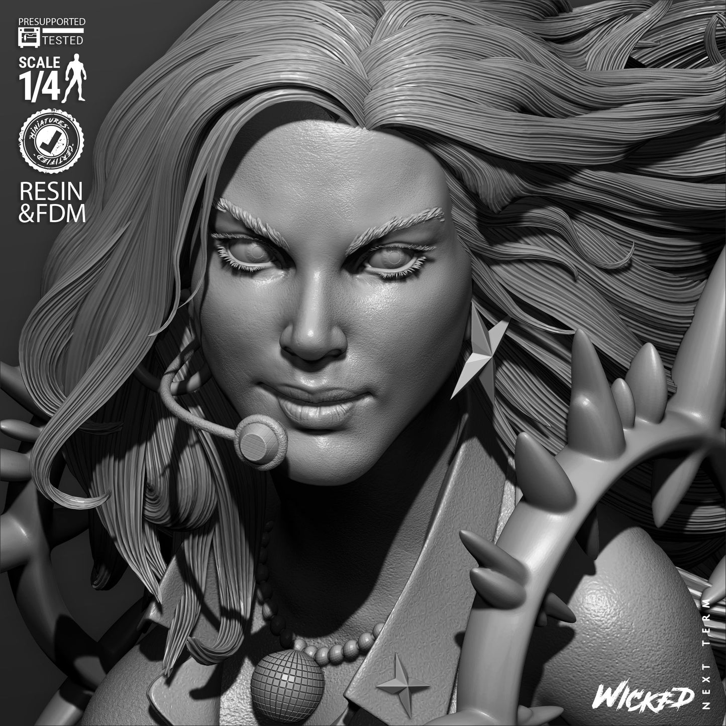 Dazzler (Portrait Bust) - 1:4 and 1:8 scale 3d Printed kit