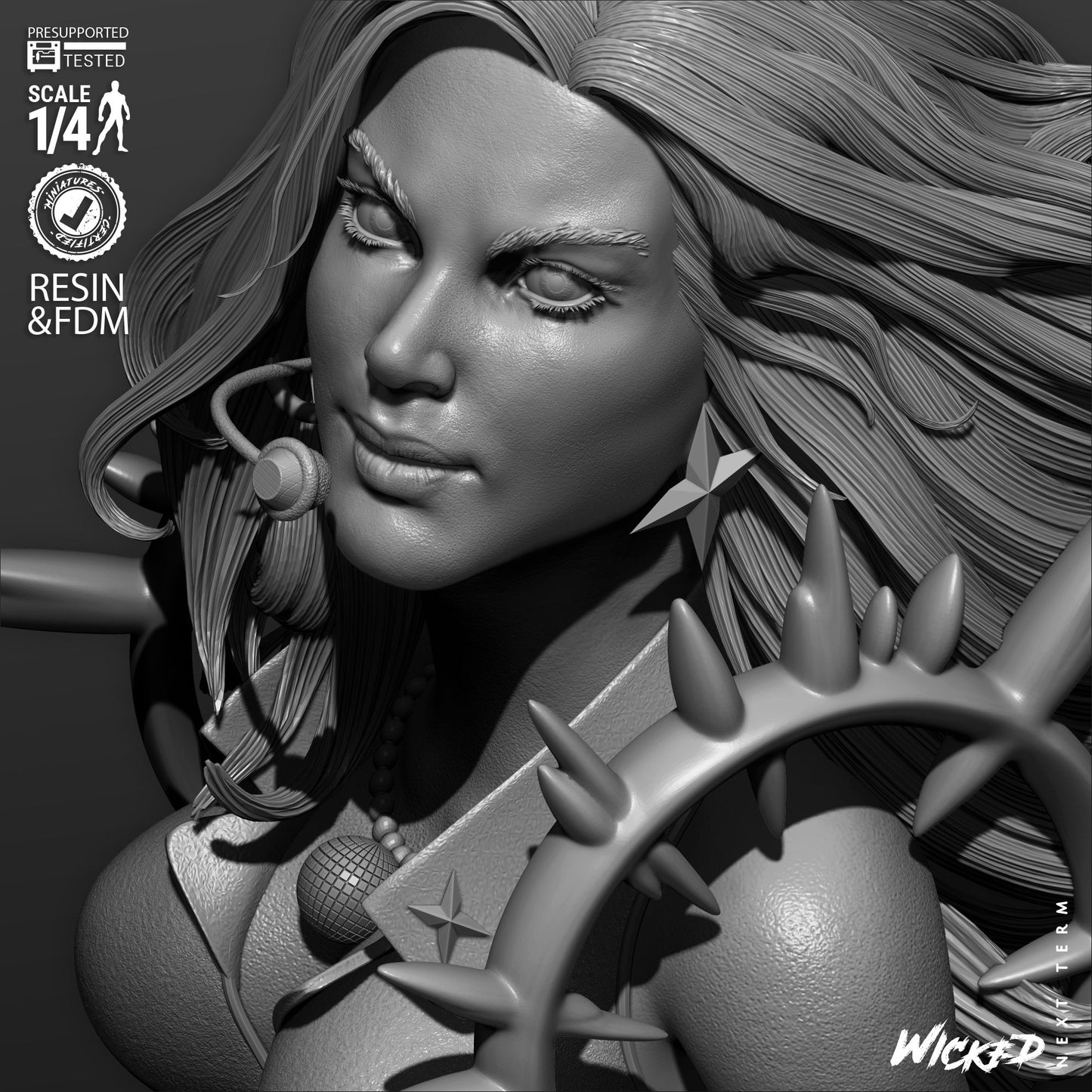 Dazzler (Portrait Bust) - 1:4 and 1:8 scale 3d Printed kit