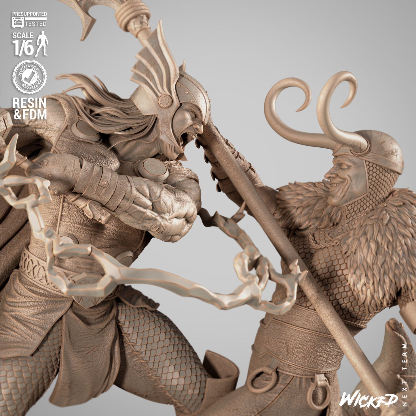 Thor and Loki Diorama - 1:6 and 1:12 scale 3d Printed Model Kit