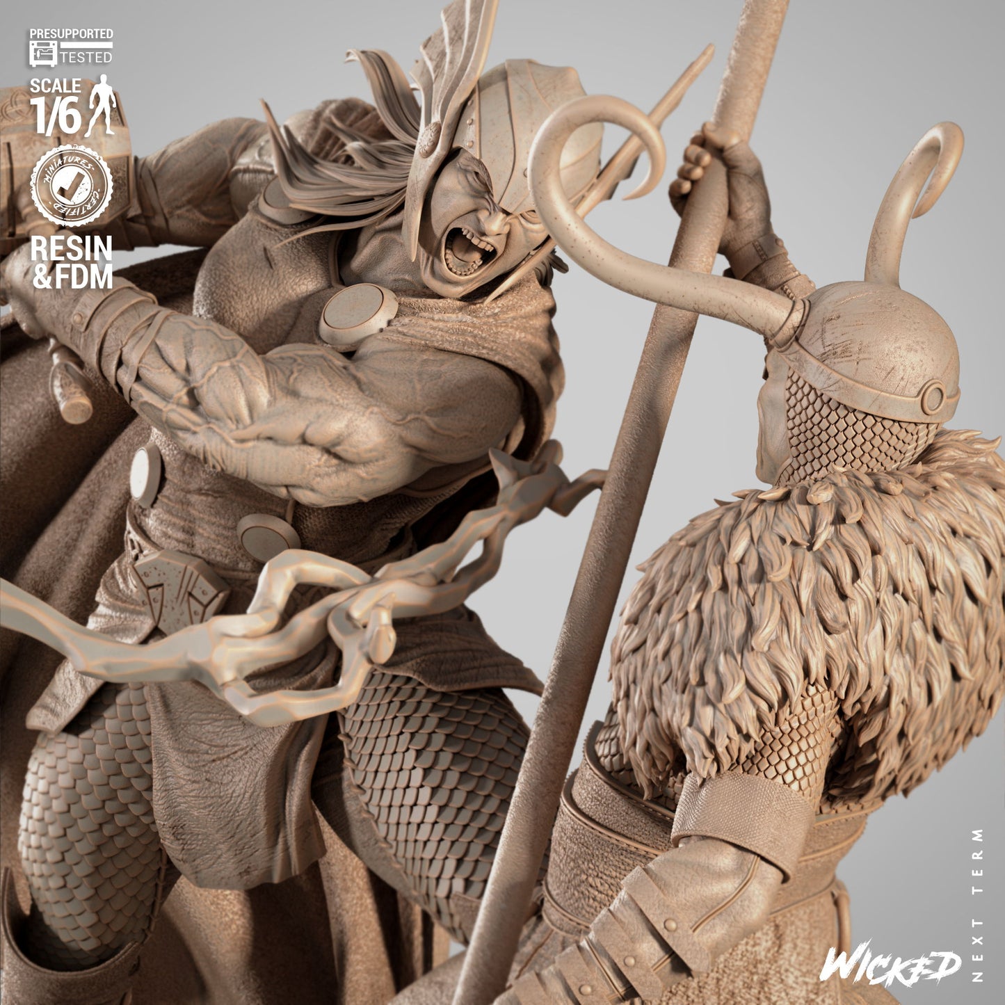 Thor and Loki Diorama - 1:6 and 1:12 scale 3d Printed Model Kit