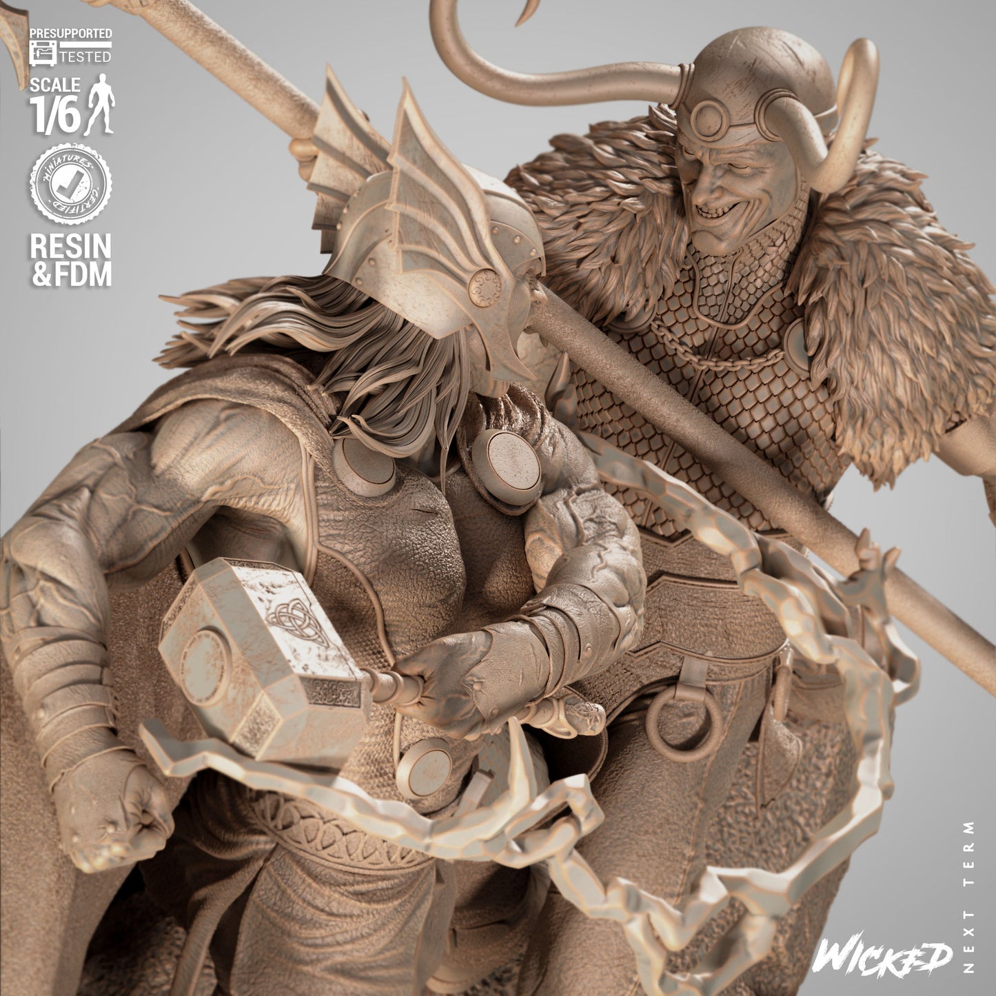 Thor and Loki Diorama - 1:6 and 1:12 scale 3d Printed Model Kit