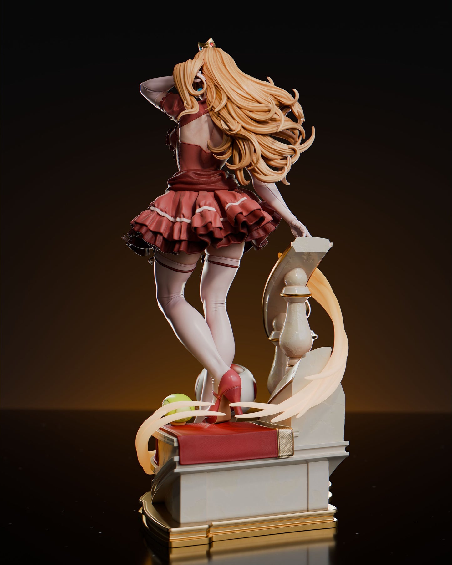Princess Peach - 3d Printed Statue Model Kit - Mario - 6 Scale