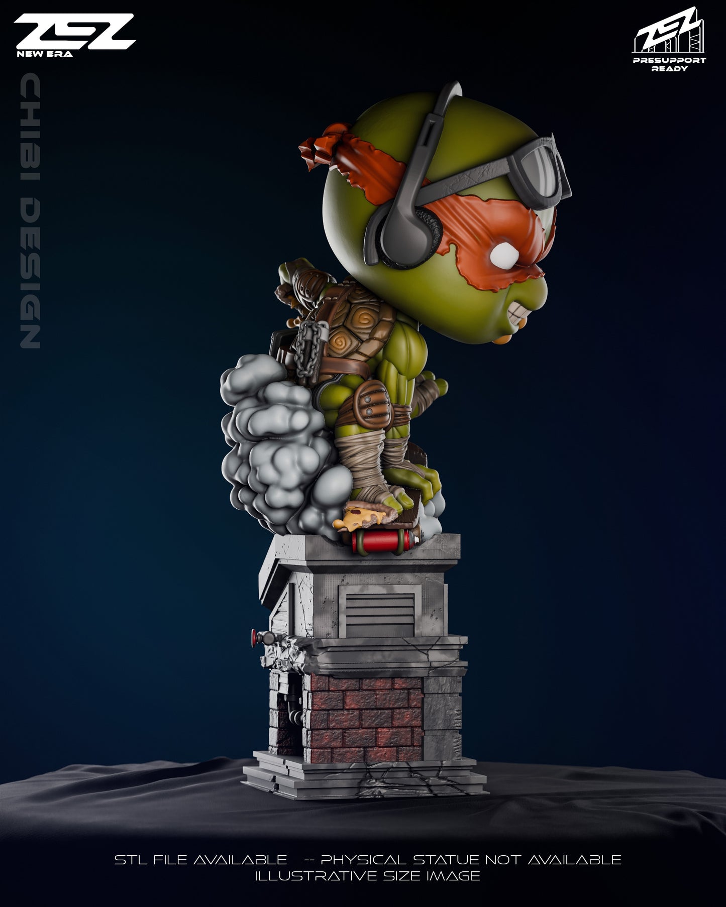 Michaelangelo Chibi (ZEZ) - 3D Printed Fan Art Model Kit