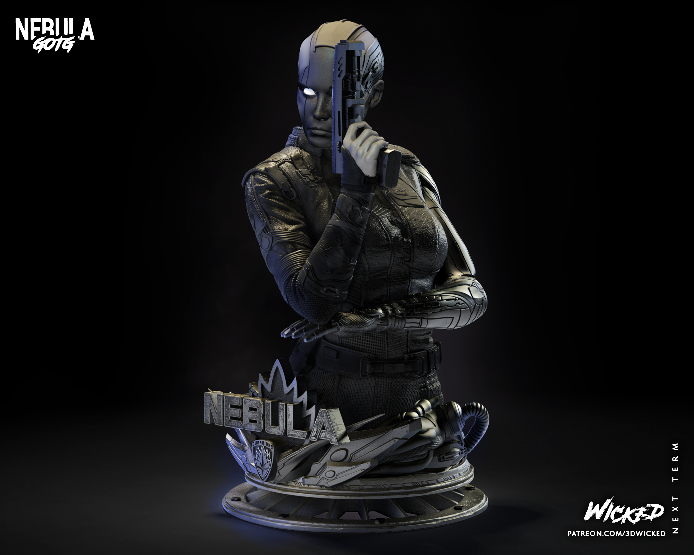 Nebula Bust (Fan Art) - 4 - 12 scale (285mm to 95mm) - 3D Printed kit