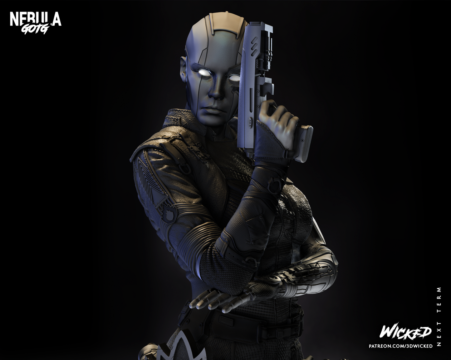 Nebula Bust (Fan Art) - 4 - 12 scale (285mm to 95mm) - 3D Printed kit