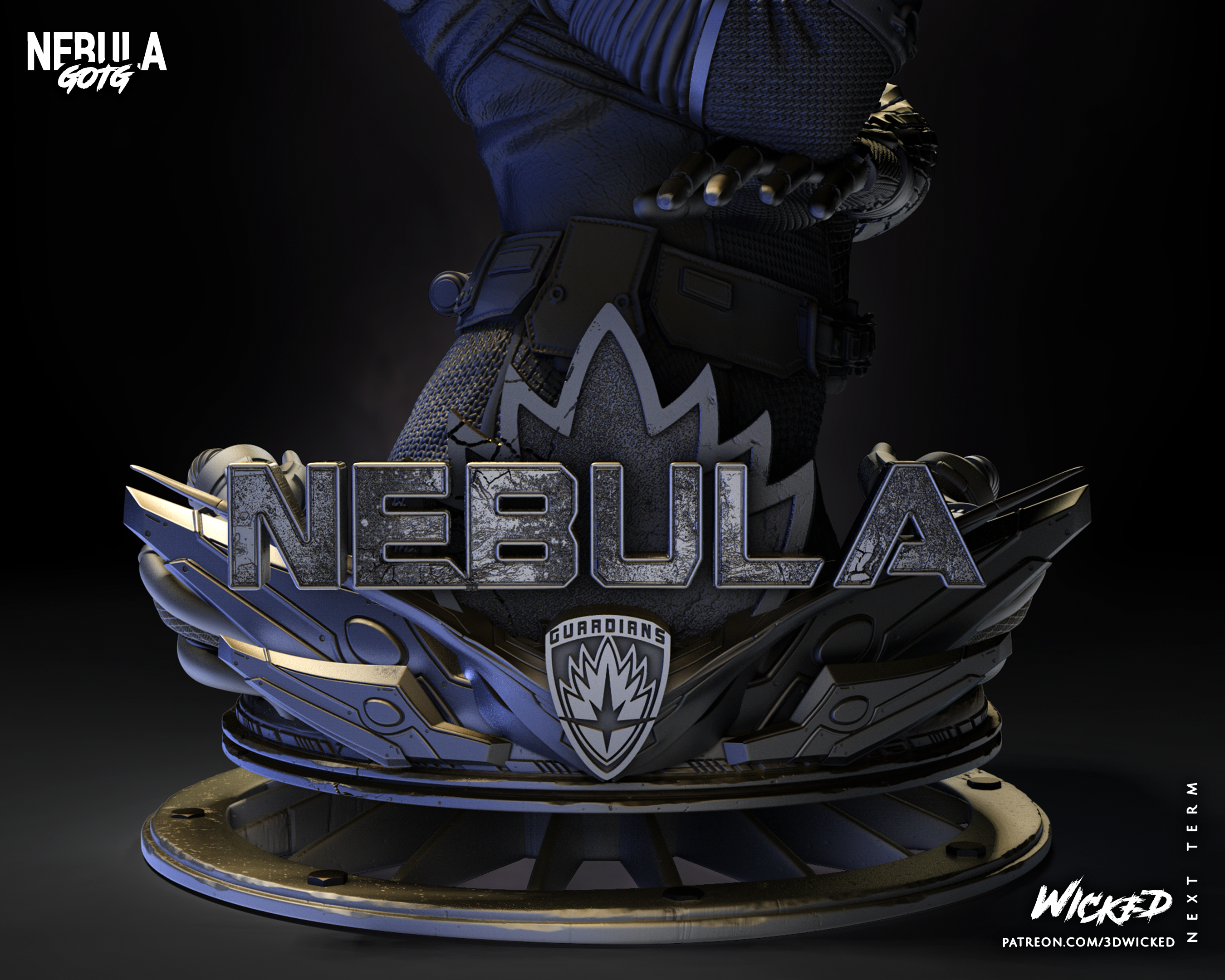 Nebula Bust (Fan Art) - 4 - 12 scale (285mm to 95mm) - 3D Printed kit