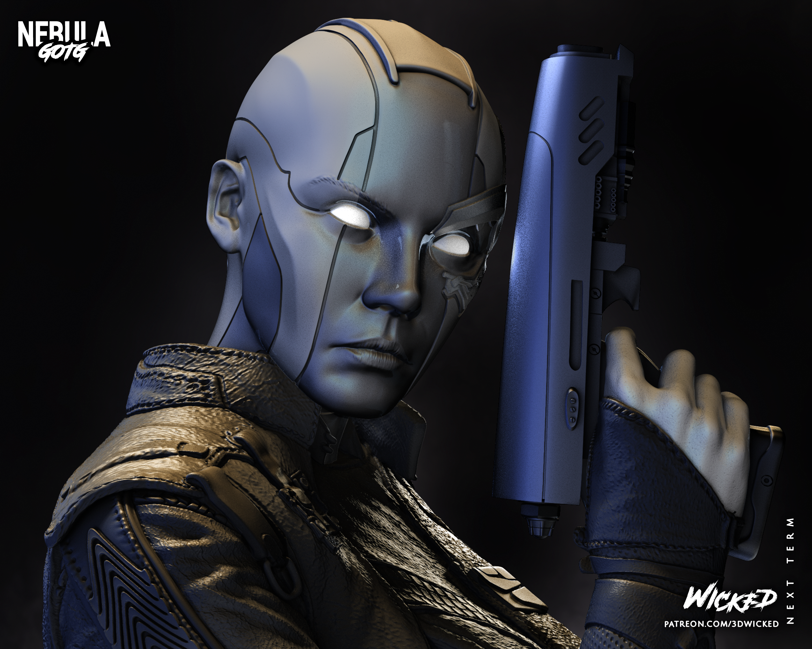 Nebula Bust (Fan Art) - 4 - 12 scale (285mm to 95mm) - 3D Printed kit