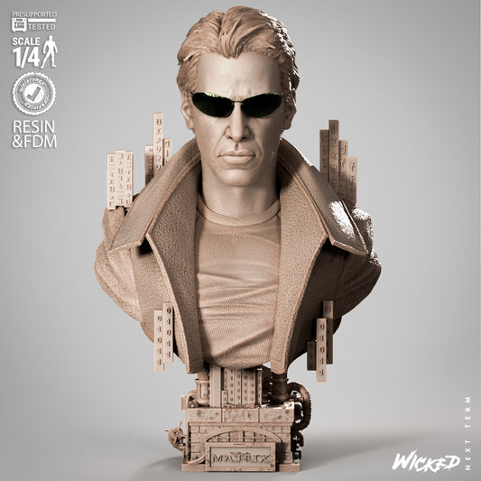 Neo - The Matrix (Bust) 3D Print - Unpainted model kit - Fan Art