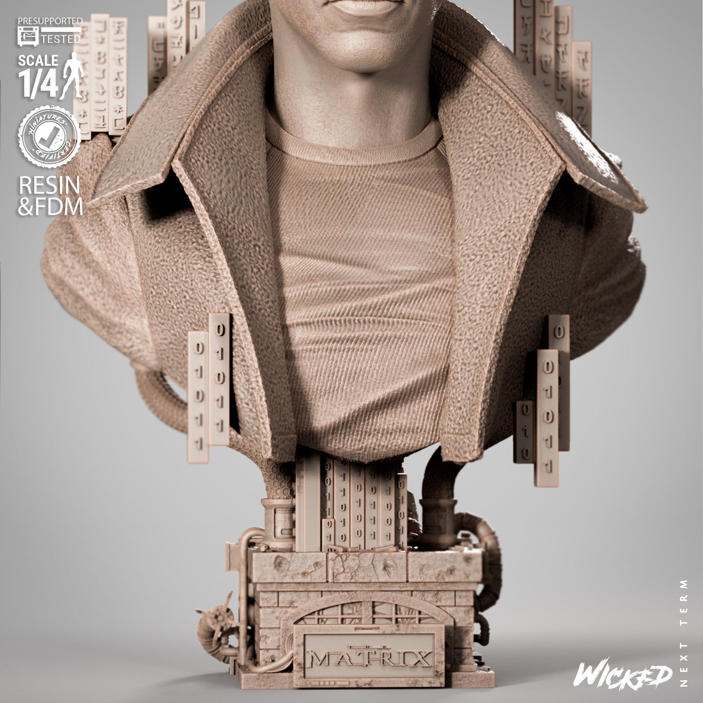Neo - The Matrix (Bust) 3D Print - Unpainted model kit - Fan Art