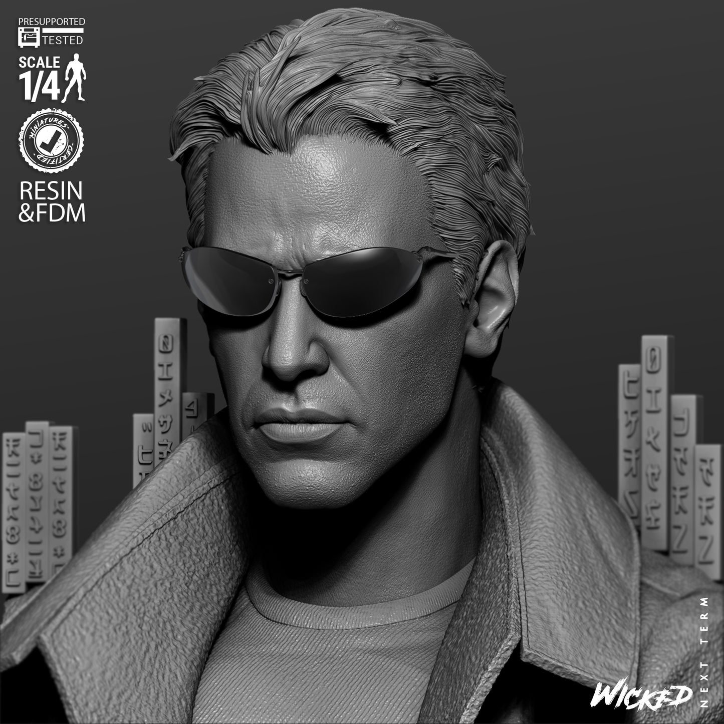 Neo - The Matrix (Bust) 3D Print - Unpainted model kit - Fan Art