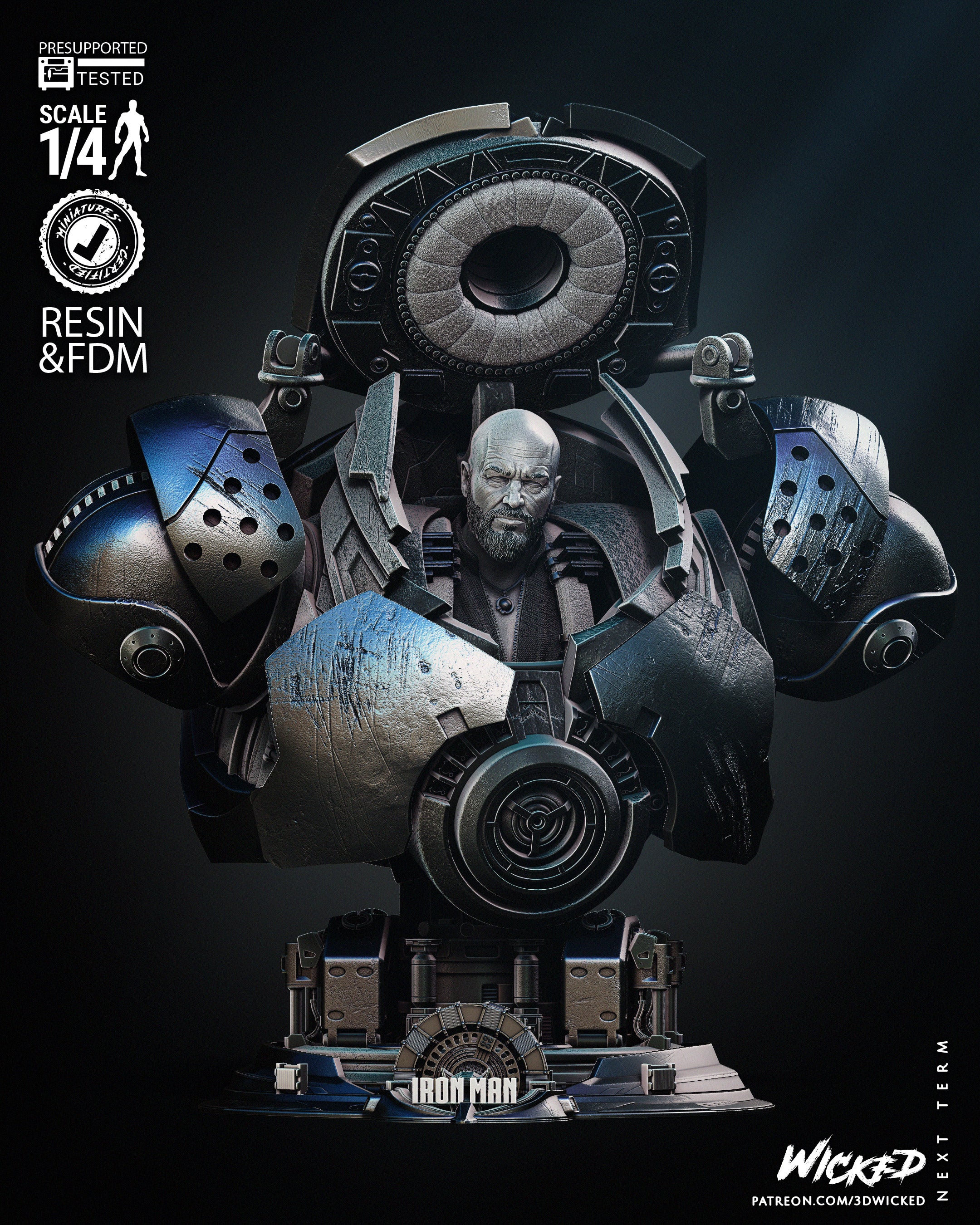 Iron Monger (Bust) 3D Print model - Fan Art - 4 or 8 scale