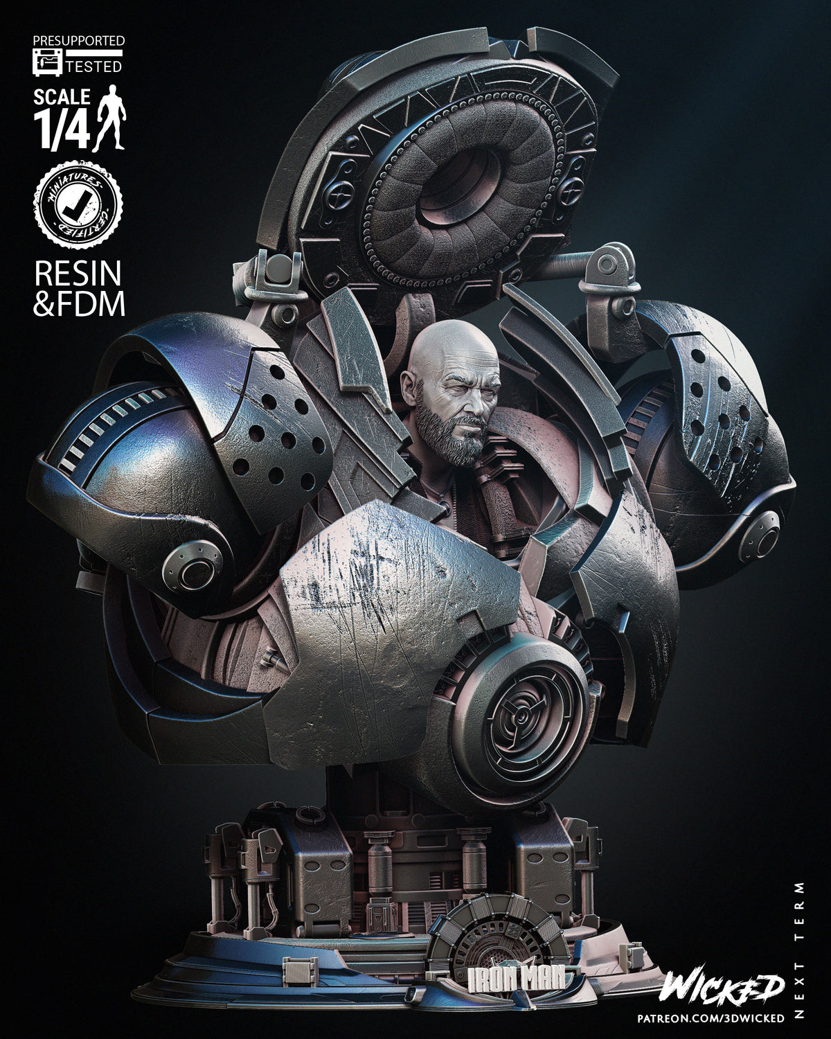 Iron Monger (Bust) 3D Print model - Fan Art - 4 or 8 scale