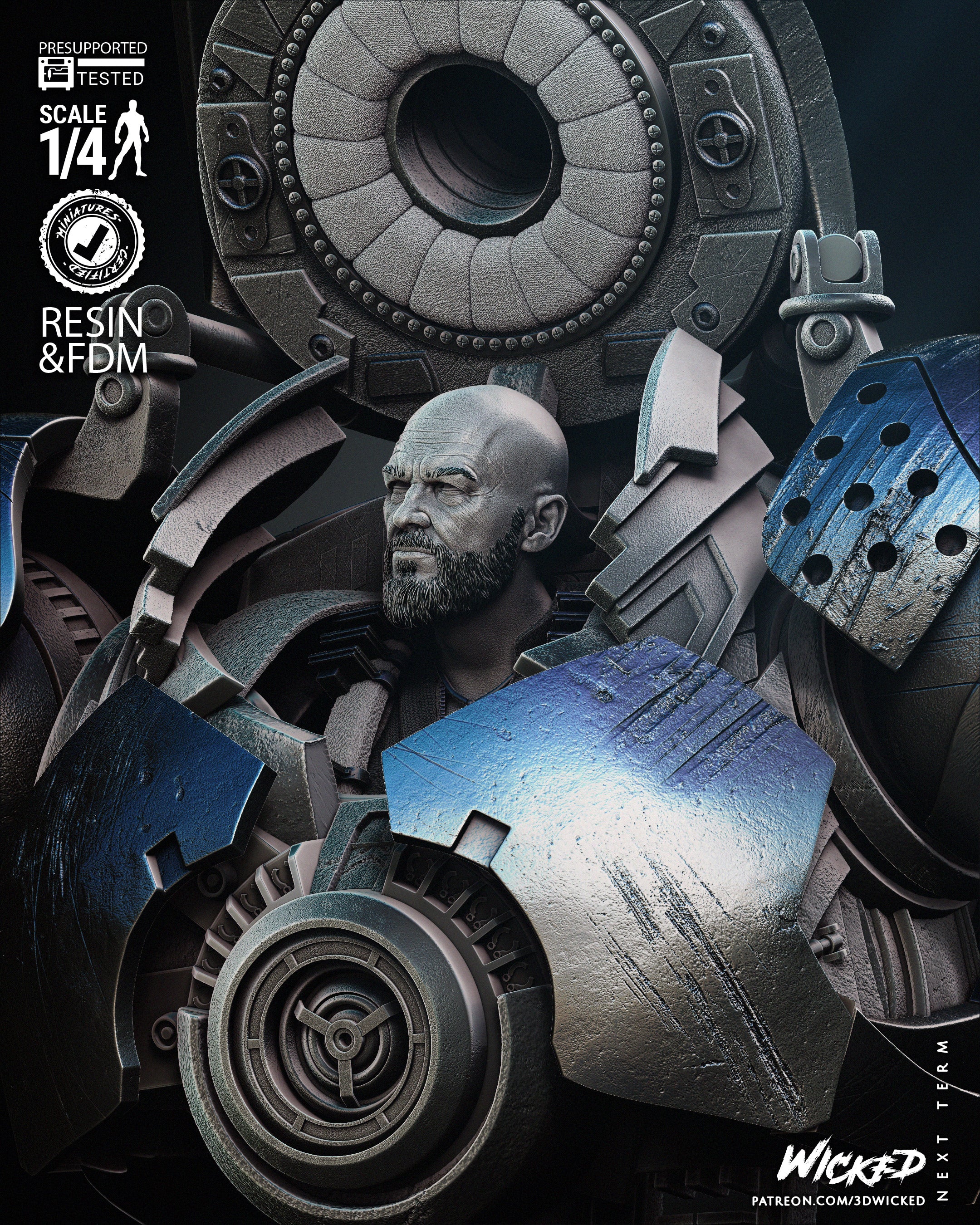 Iron Monger (Bust) 3D Print model - Fan Art - 4 or 8 scale