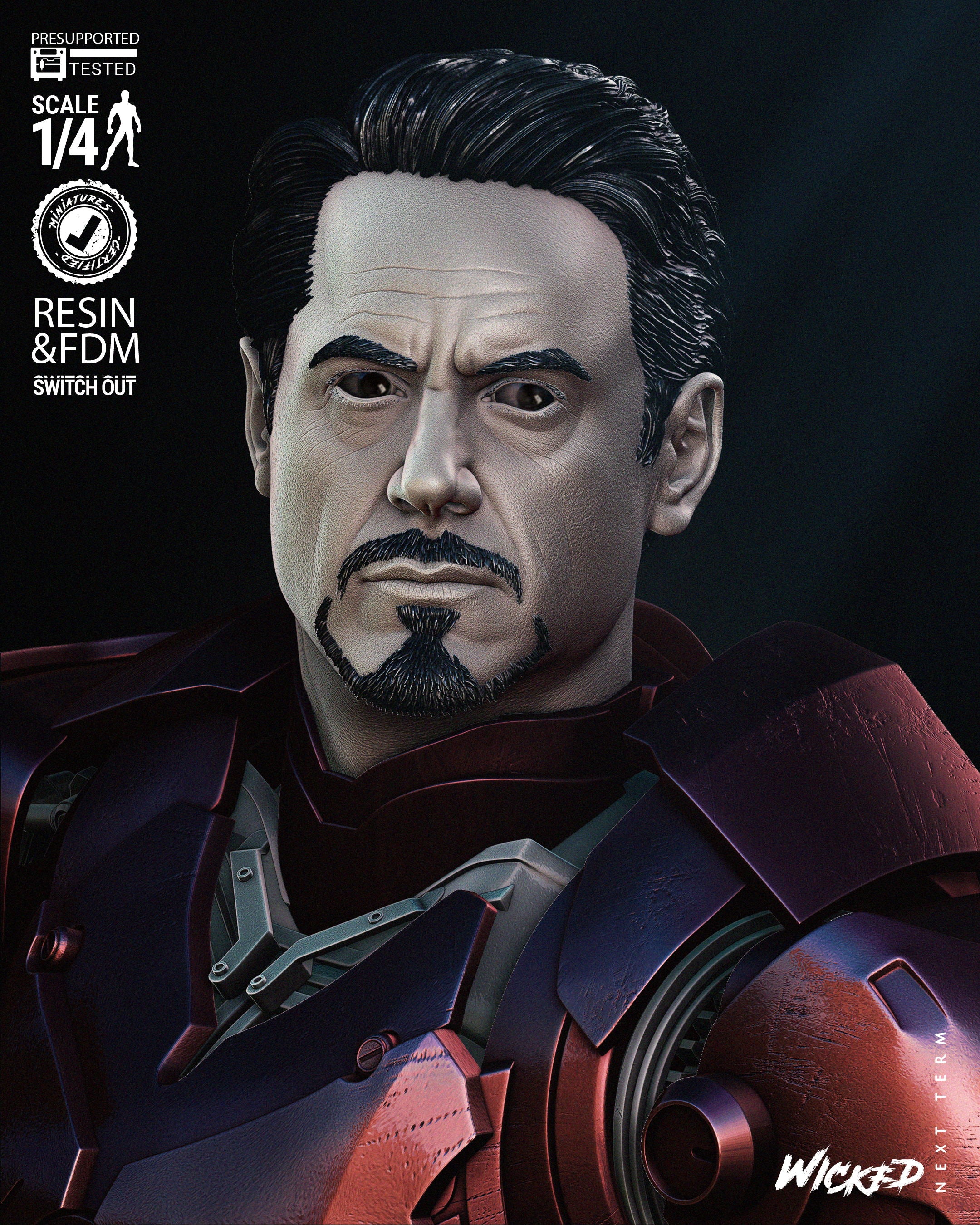 Iron Man (Bust) 3D Print model - Fan Art - 4 or 8 scale