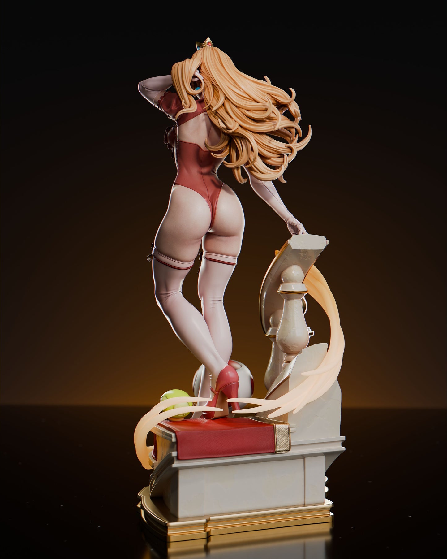 Princess Peach - 3d Printed Statue Model Kit - Mario - 6 Scale
