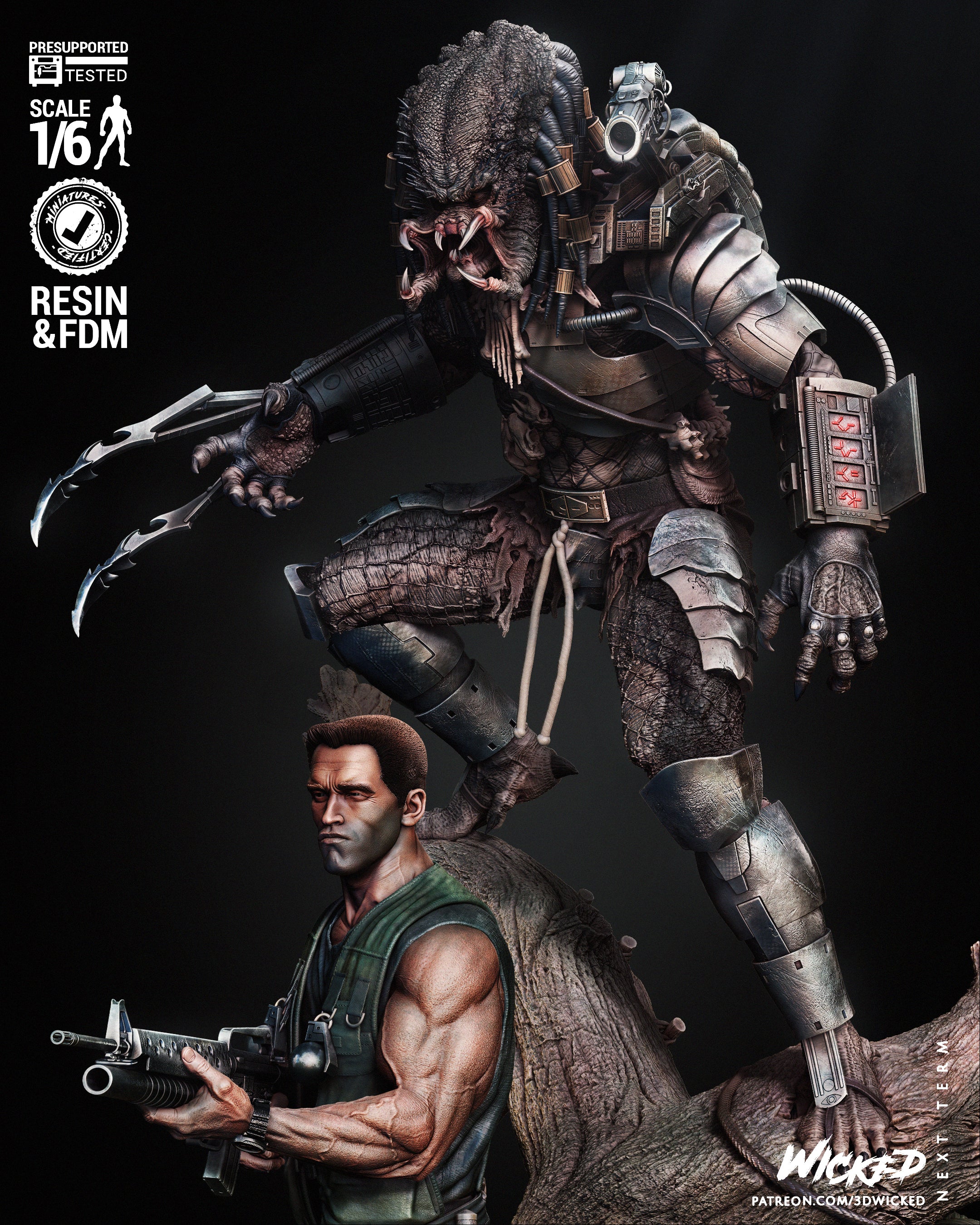 Predator & Dutch (Fan Art) Diorama - 6, 8 or 12 scale - 3D Print kit