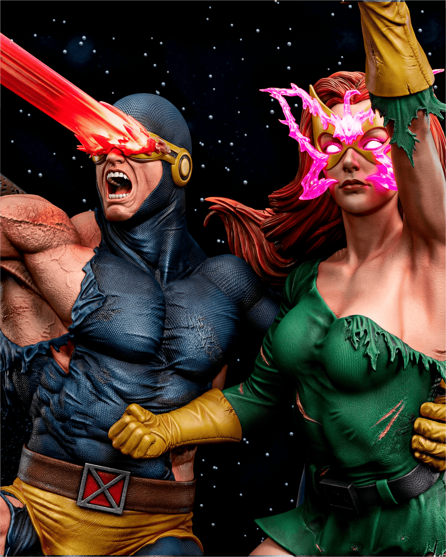 Cyclops and Jean Gray (Diorama) - 3D printed model kit (Fan Art)