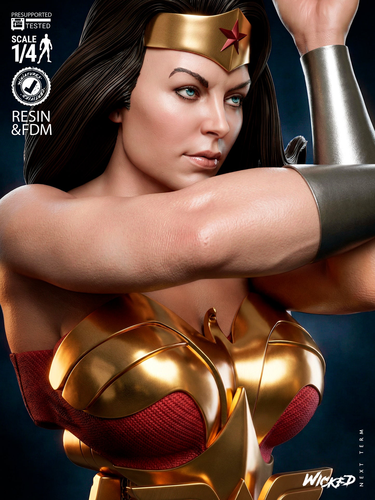 Wonder Woman Kingdom Come Portrait Bust - 3D Printed 4 & 8 Scale