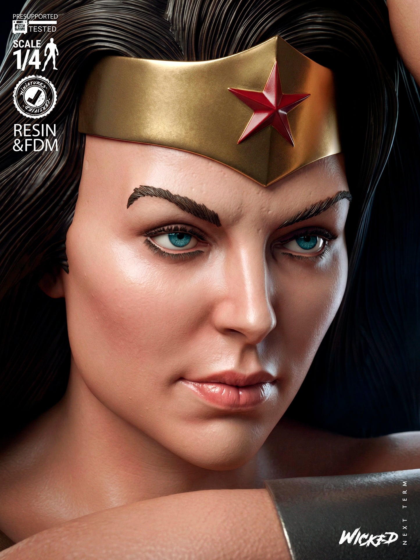Wonder Woman Kingdom Come Portrait Bust - 3D Printed 4 & 8 Scale