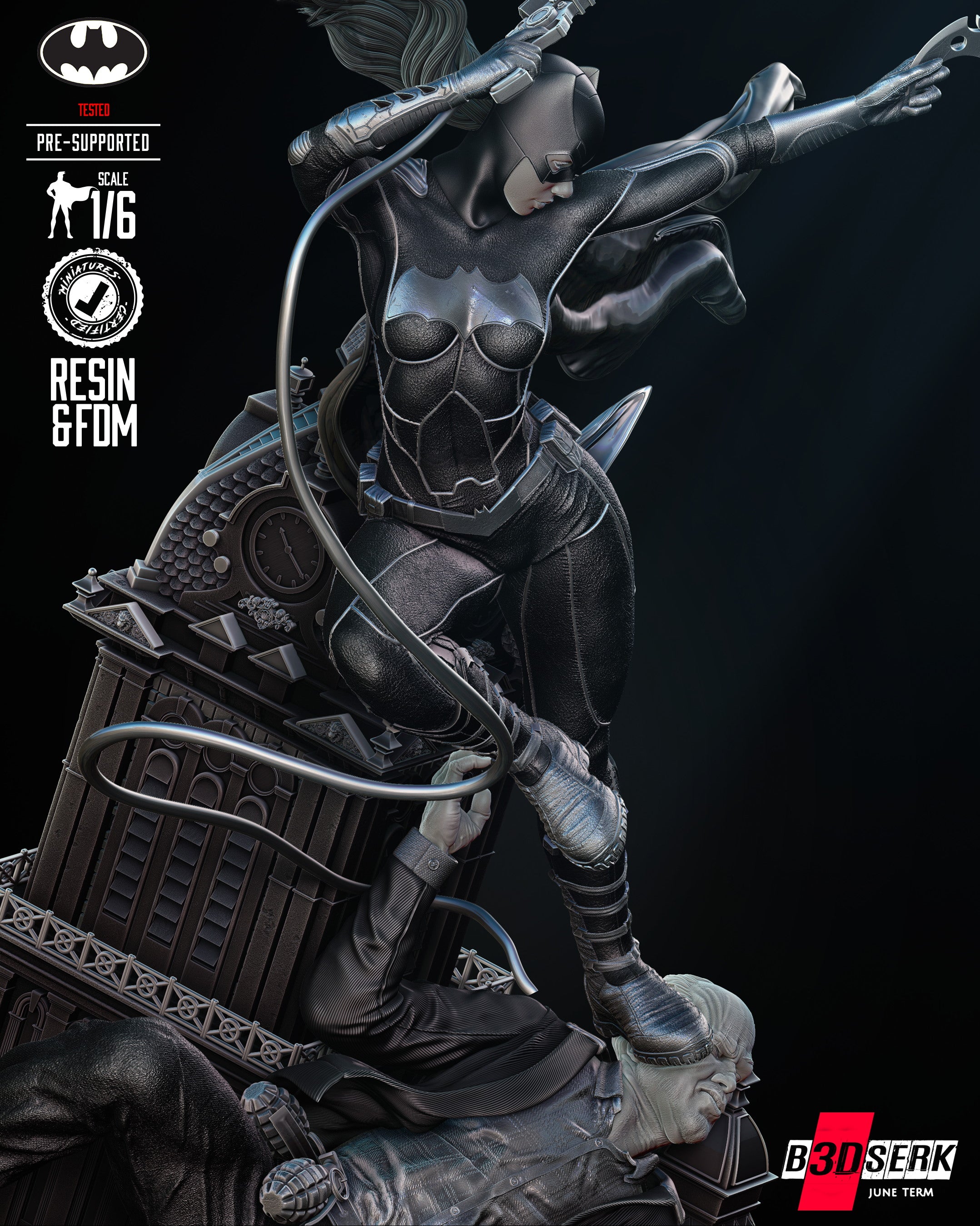 Batgirl Sculpture - 3d Resin Printed 6 and 12 Scale - Fan Art