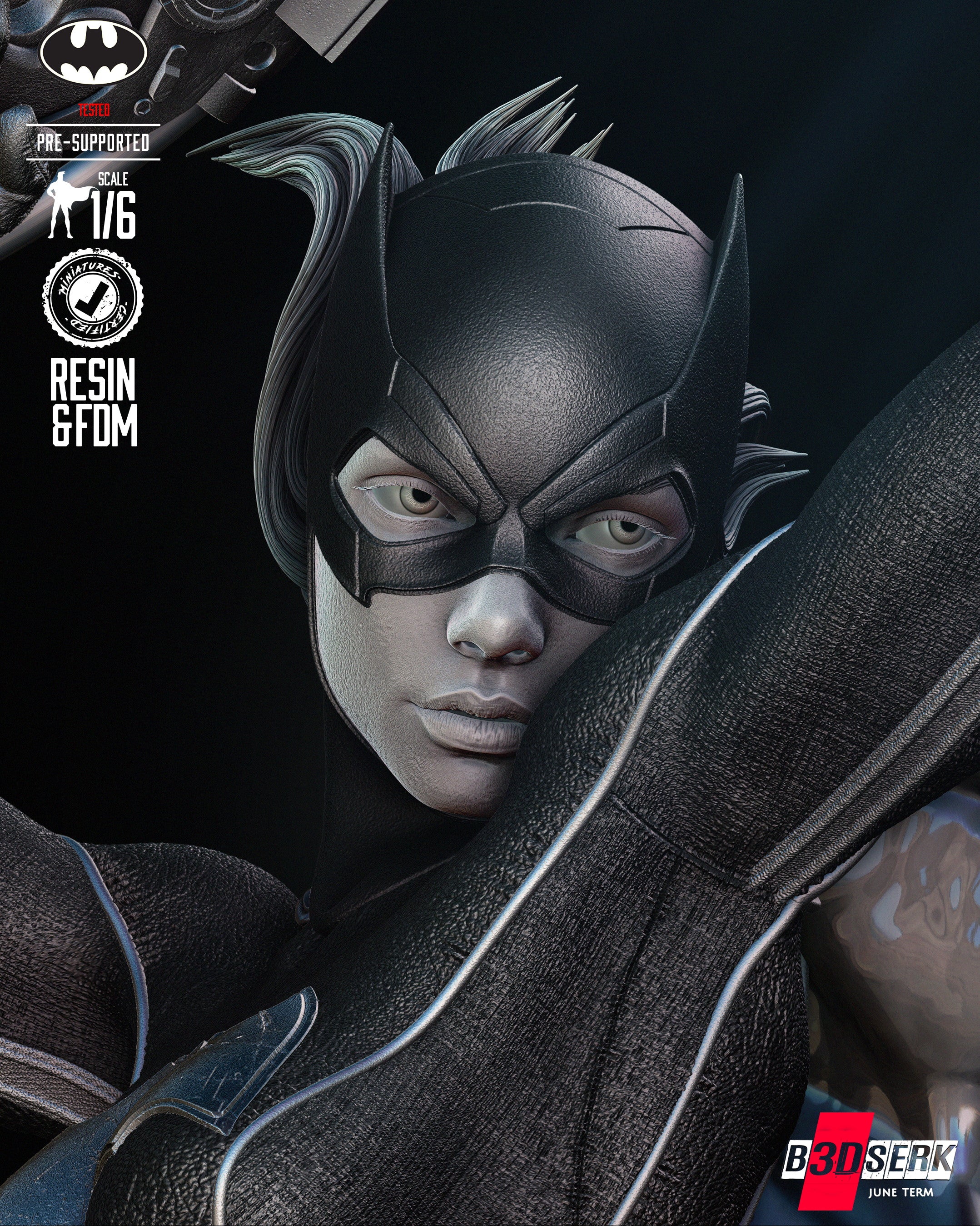 Batgirl Sculpture - 3d Resin Printed 6 and 12 Scale - Fan Art