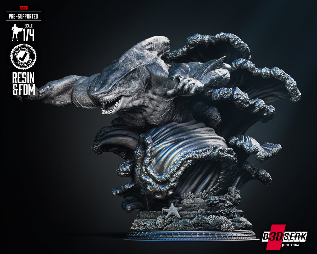 King Shark (Portrait Bust) - 3d Resin Printed 4 and 8 Scale - Fan Art