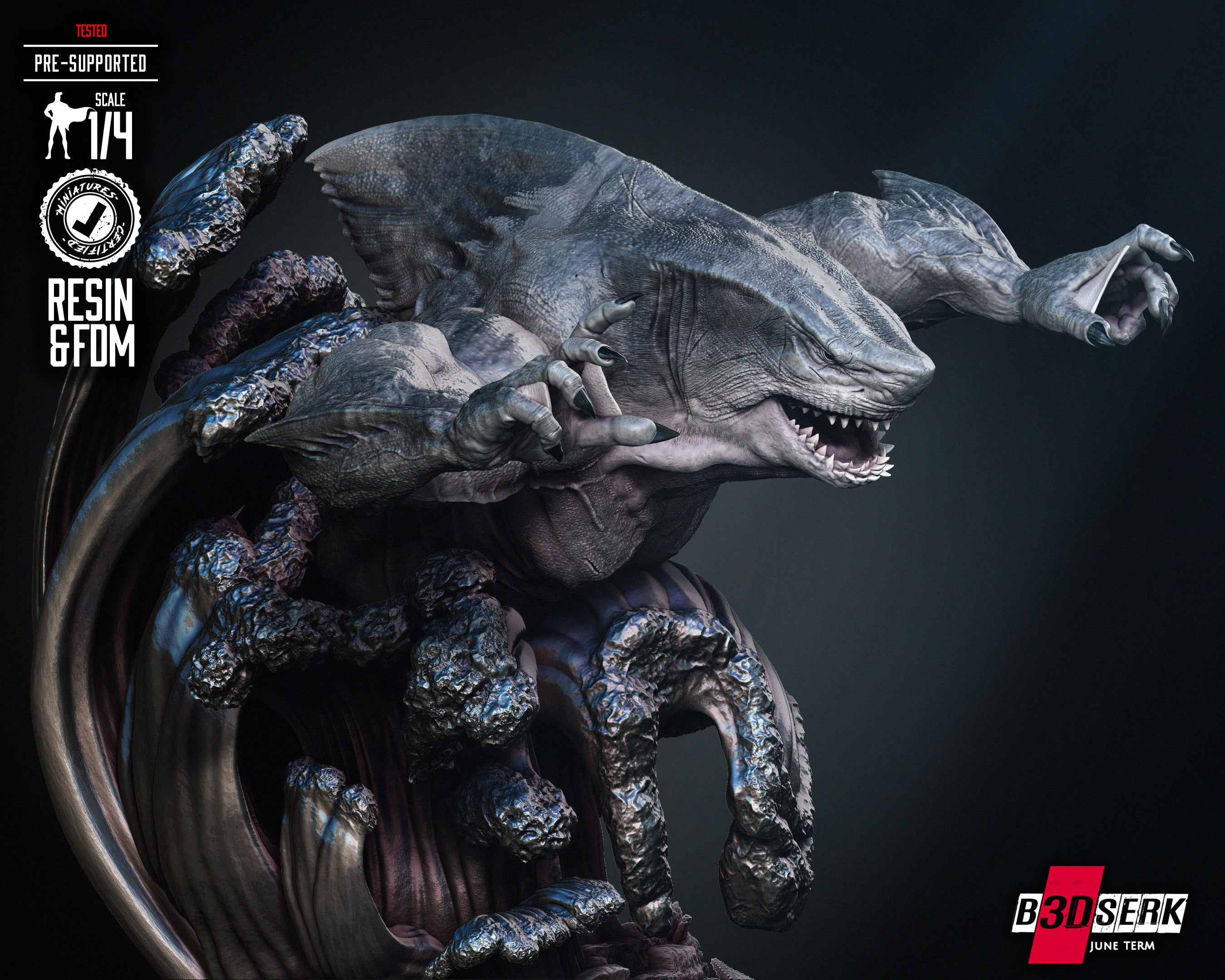 King Shark (Portrait Bust) - 3d Resin Printed 4 and 8 Scale - Fan Art