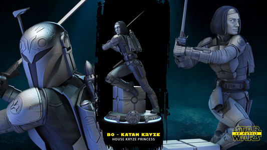 Bo Katan Statue (Fan Art) Star Wars - 6 or 12 Scale (300mm or 150mm) - 3D Printed