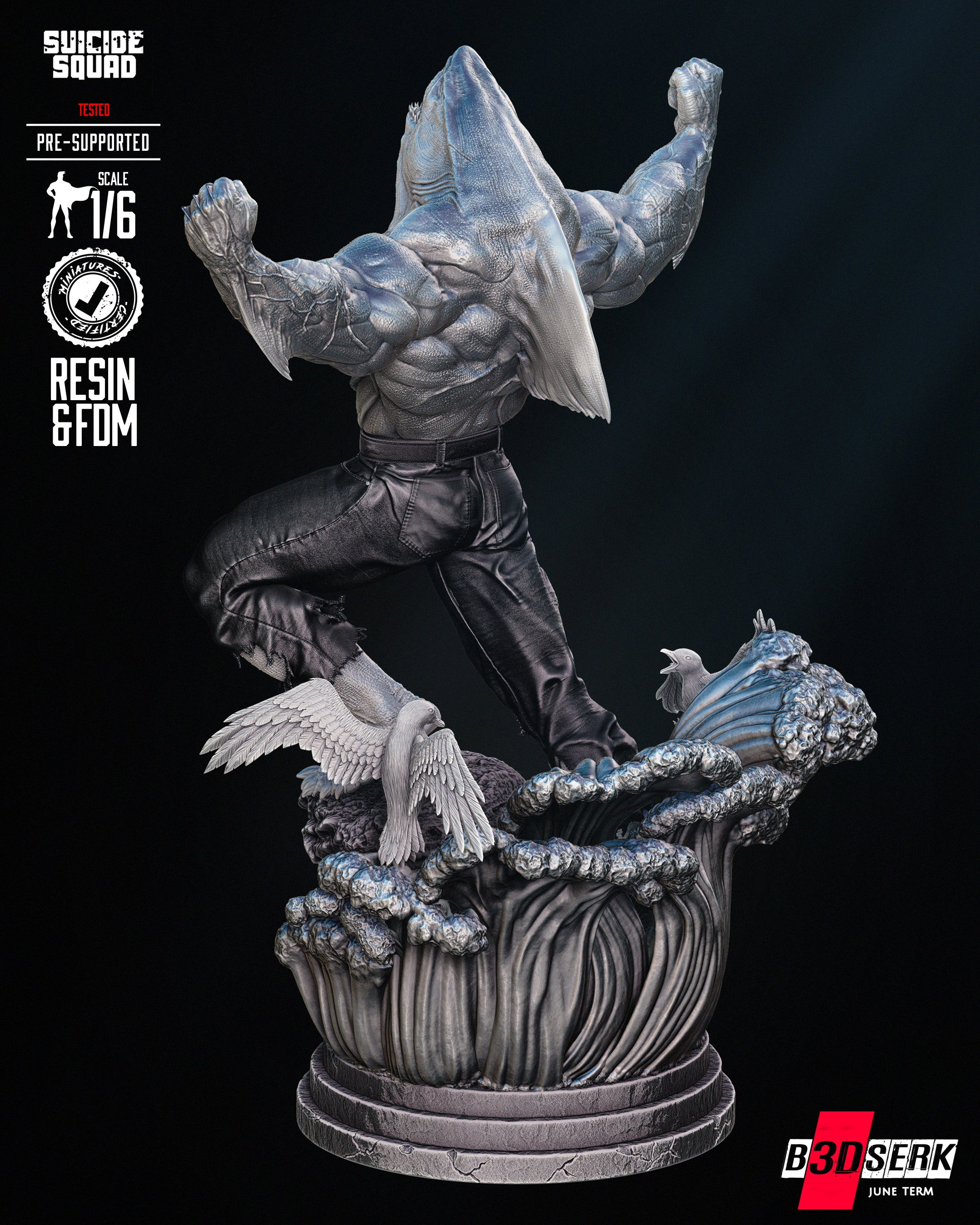 King Shark (Sculpt) - 3d Resin Printed 6 and 12 Scale - Fan Art