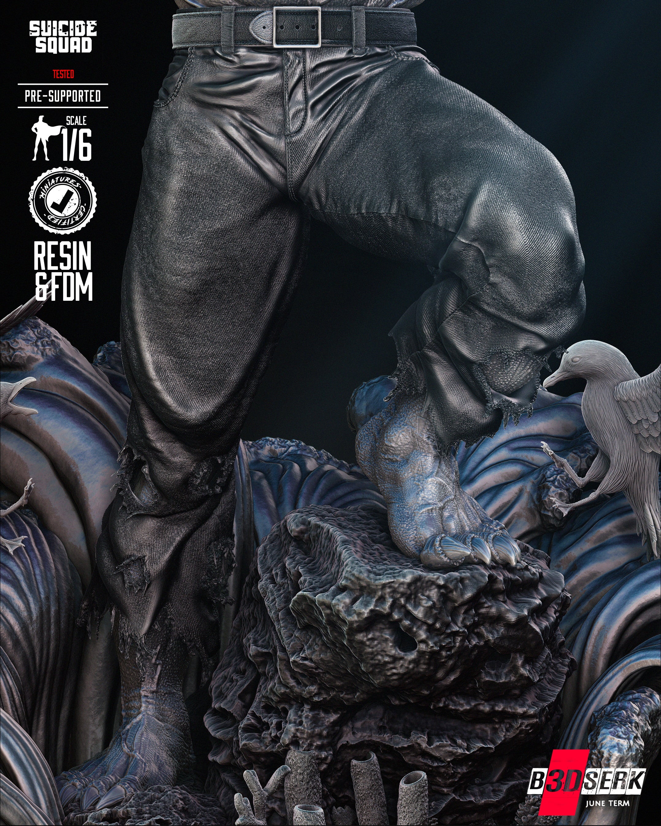 King Shark (Sculpt) - 3d Resin Printed 6 and 12 Scale - Fan Art