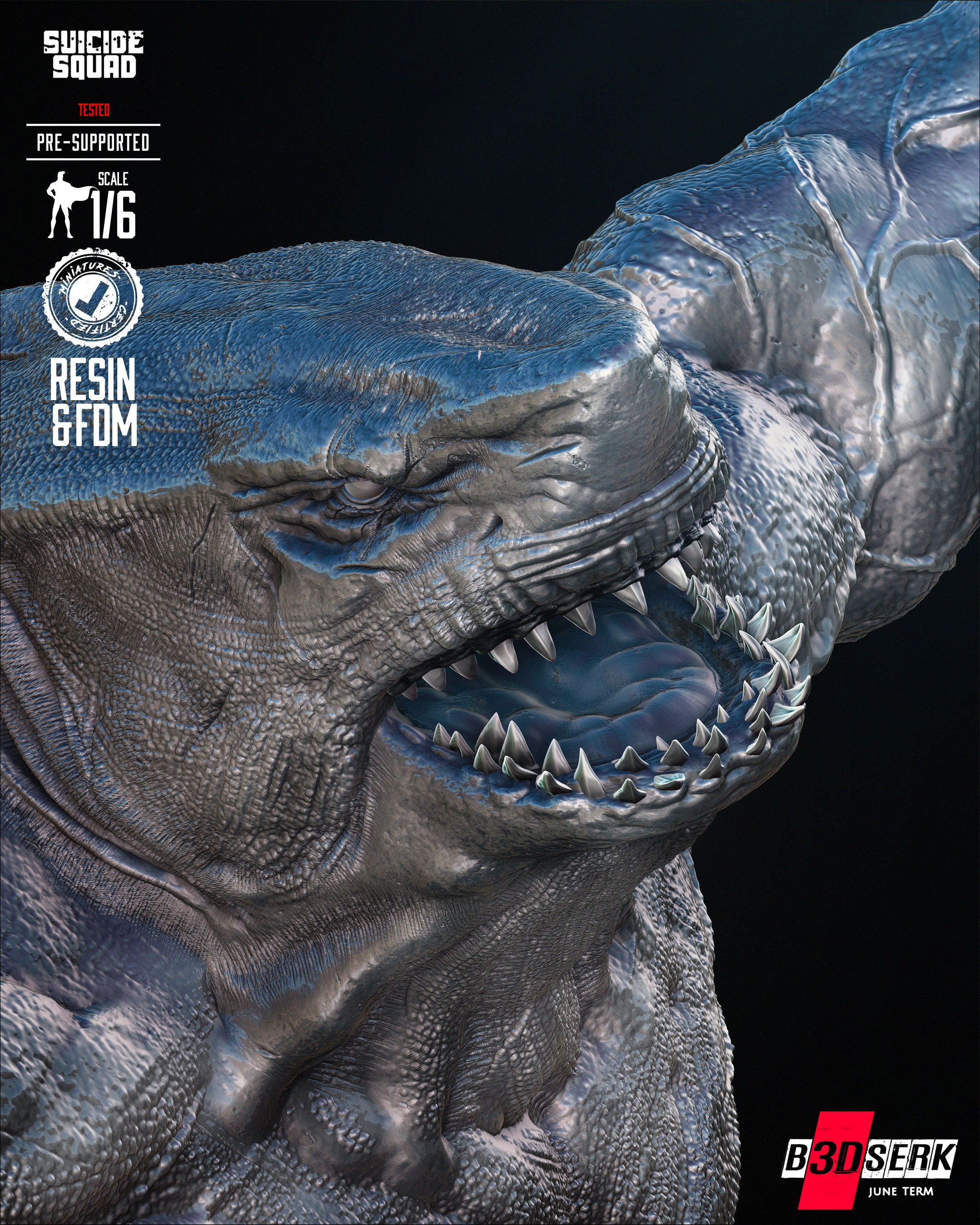 King Shark (Sculpt) - 3d Resin Printed 6 and 12 Scale - Fan Art